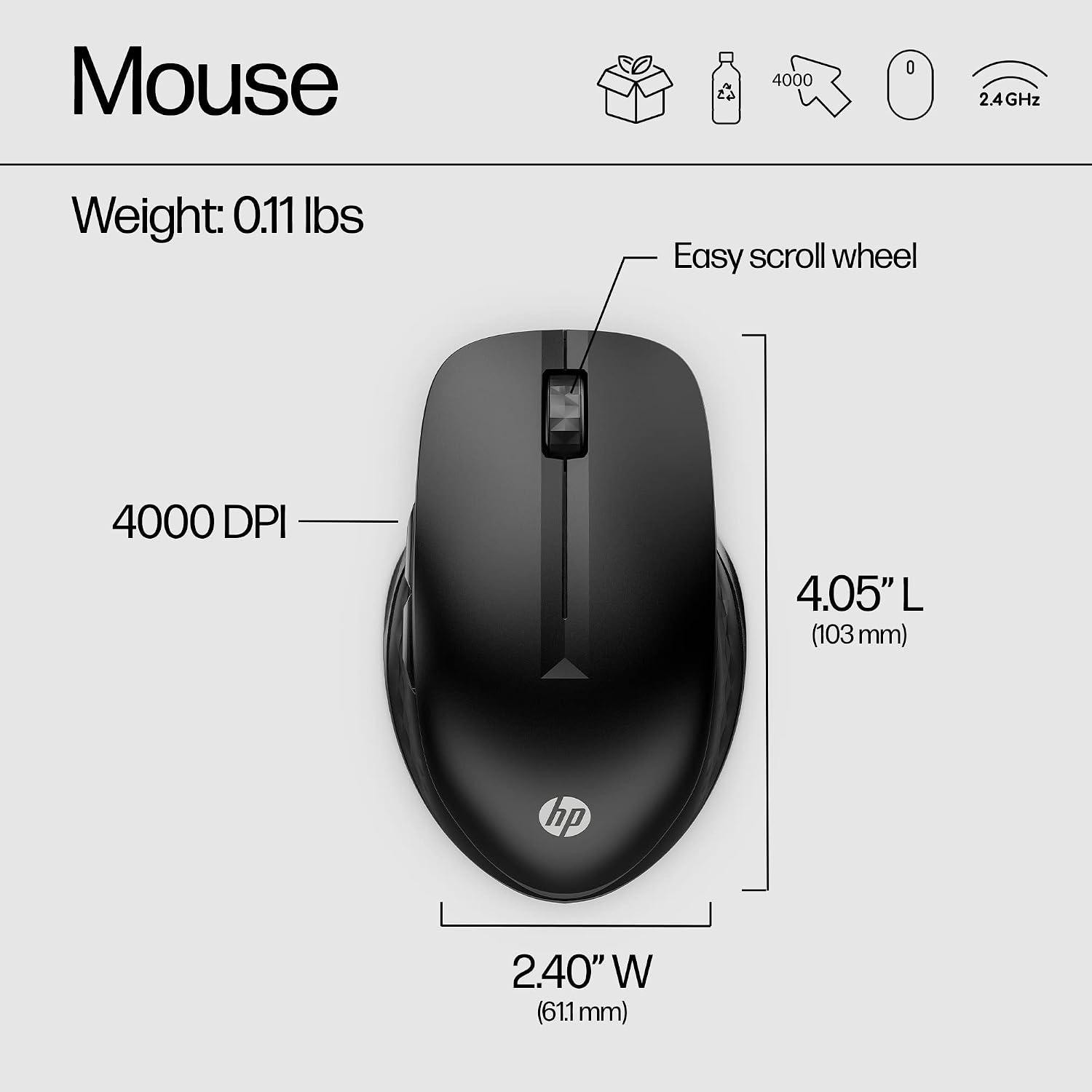 Thumbnail 2 de HP Wireless Mouse 4000 DPI