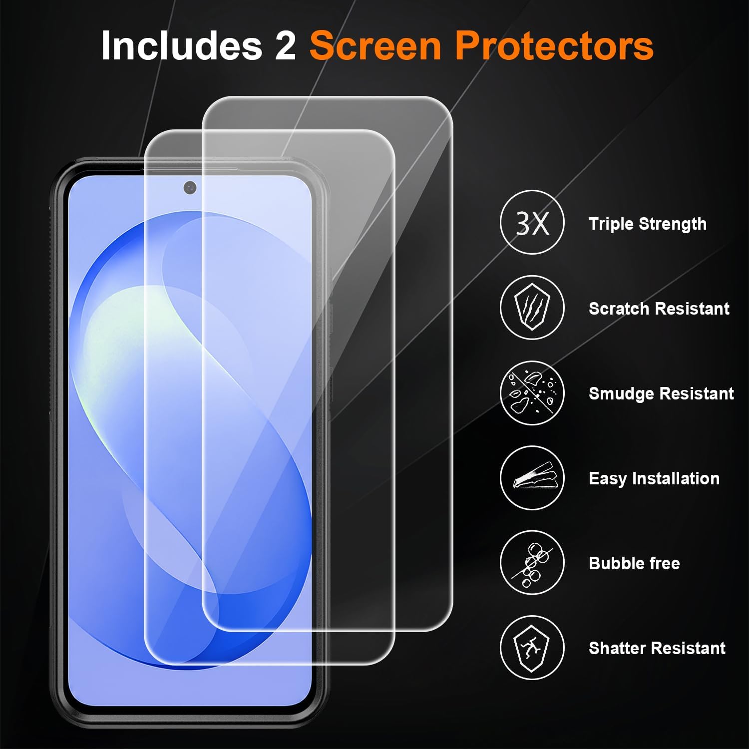 Detalle de Ezanmull Samsung Galaxy S26 FE Case with Tempered Glass Protectors