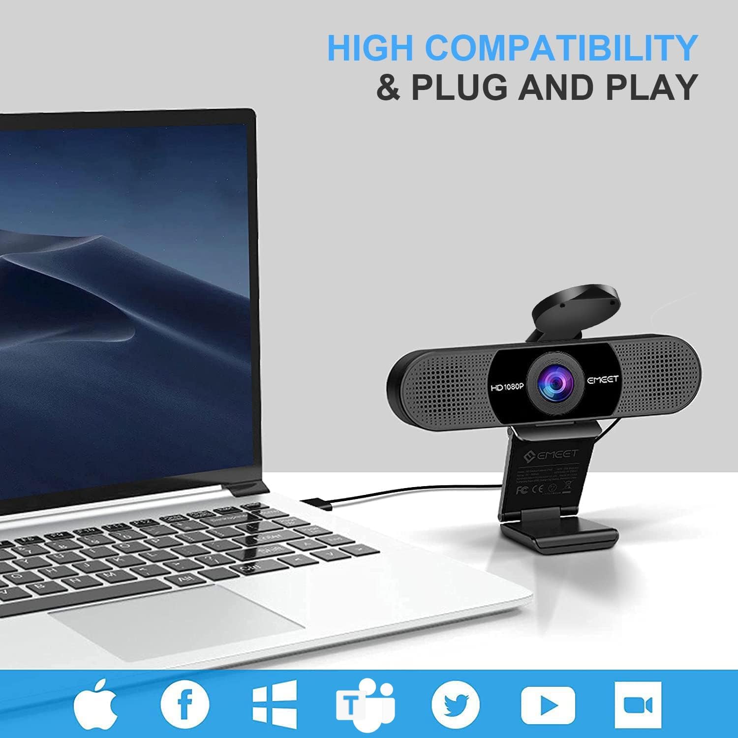 Thumbnail 6 de EMEET C960 1080P Webcam with 90° View
