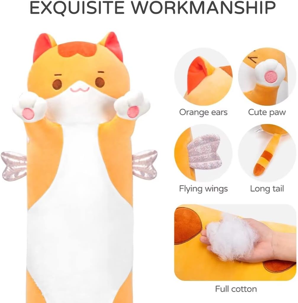 Detalle de Mewaii 130 cm — Peluche Coussin Long Oreiller Chat Kawaii pour Enfant