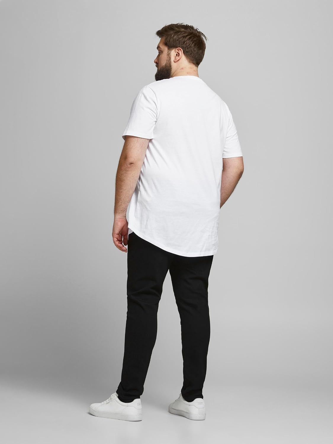 Detalle de JACK & JONES Einfarbiges Herren-T-Shirt aus Baumwolle