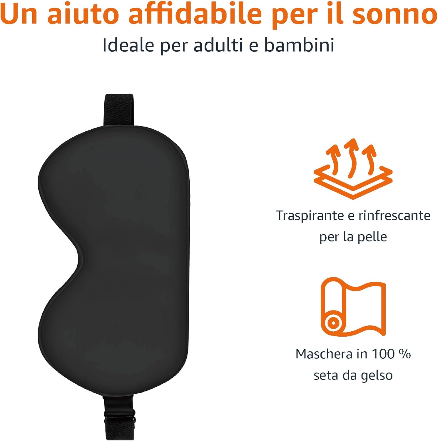 Thumbnail 1 de Amazon Basics Mascherina sagomata per dormire in seta di gelso naturale, cinturino regolabile