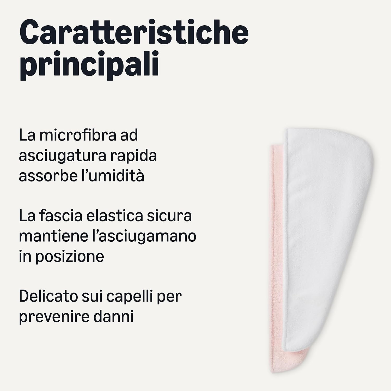 Detalle de Amazon Basics Cuffia Turbante per Capelli in Microfibra ad Asciugatura Rapida – Confezione da 2 (Bianco/Rosa)
