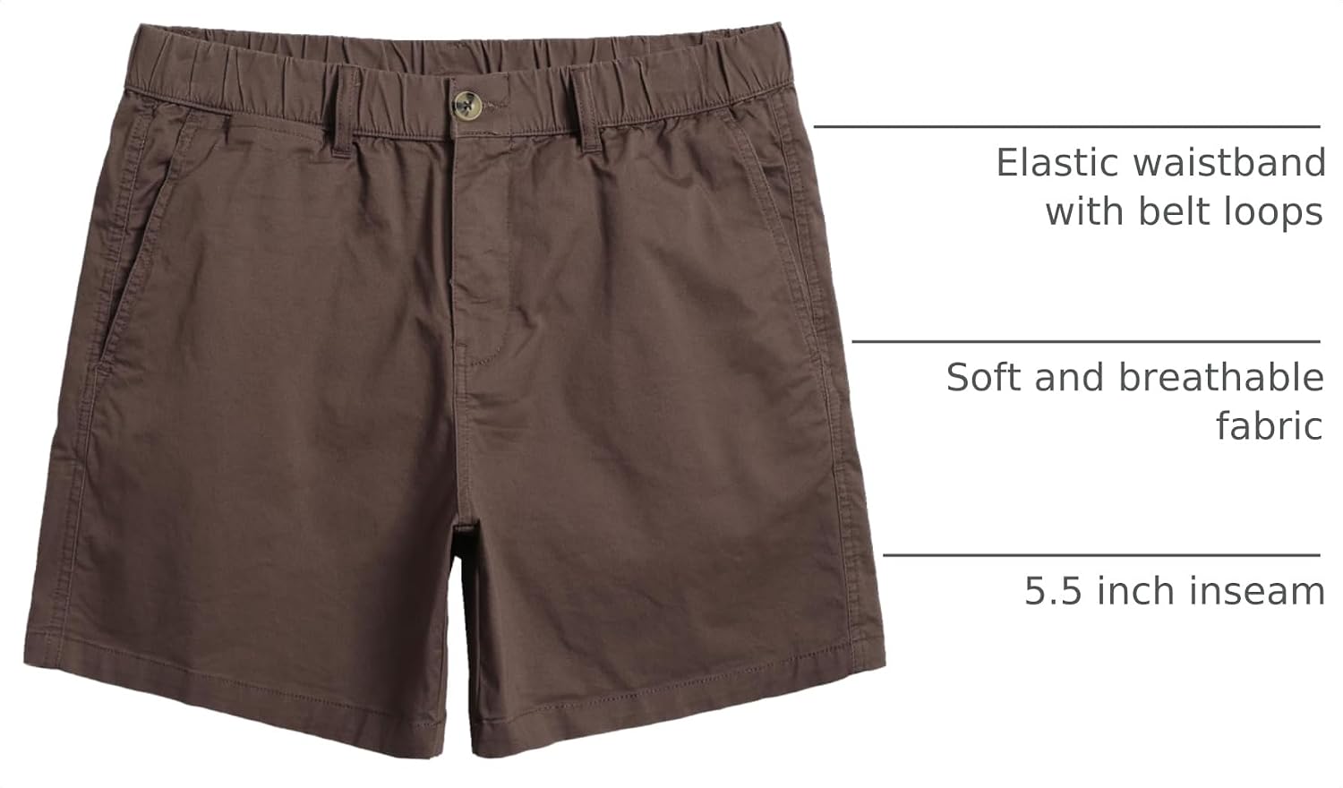 Detalle 2 de maamgic Men's Classic-fit 5.5" Cotton Casual Shorts with Elastic Waistband and Multi-Pocket design