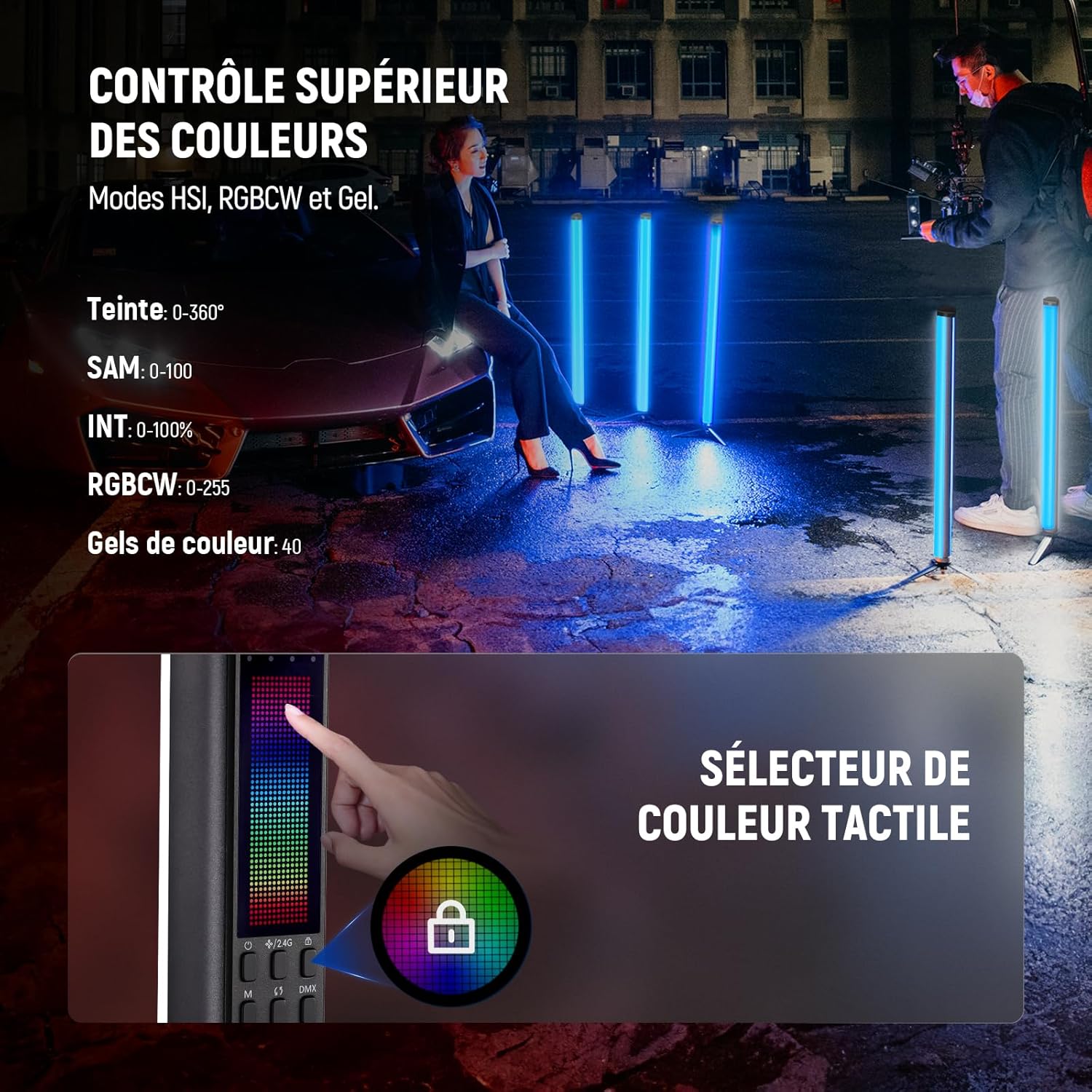 Thumbnail 4 de NEEWER TL60 Tube Éclairage Vidéo RGB RGBWW portable avec contrôle 2,4G et DMX