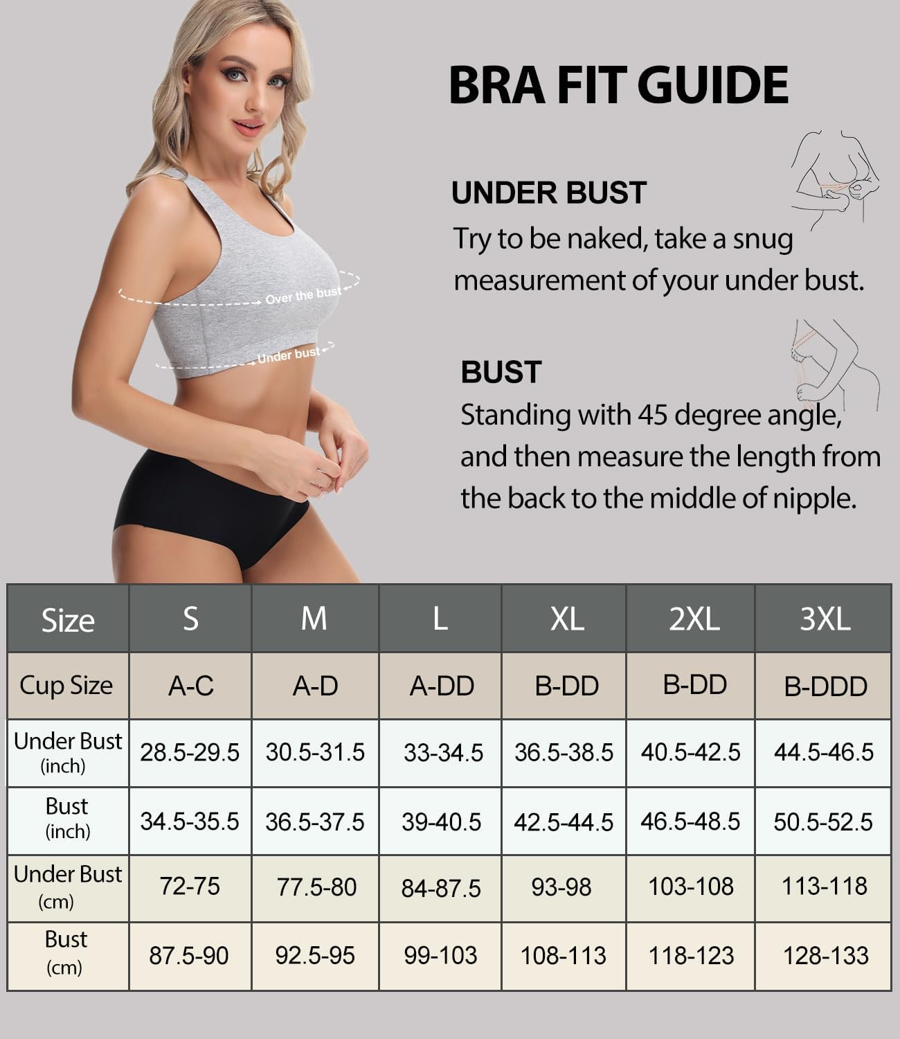 Detalle 1 de wirarpa Cotton Wirefree Racerback Bralette for Women, 3-Pack, Light Support