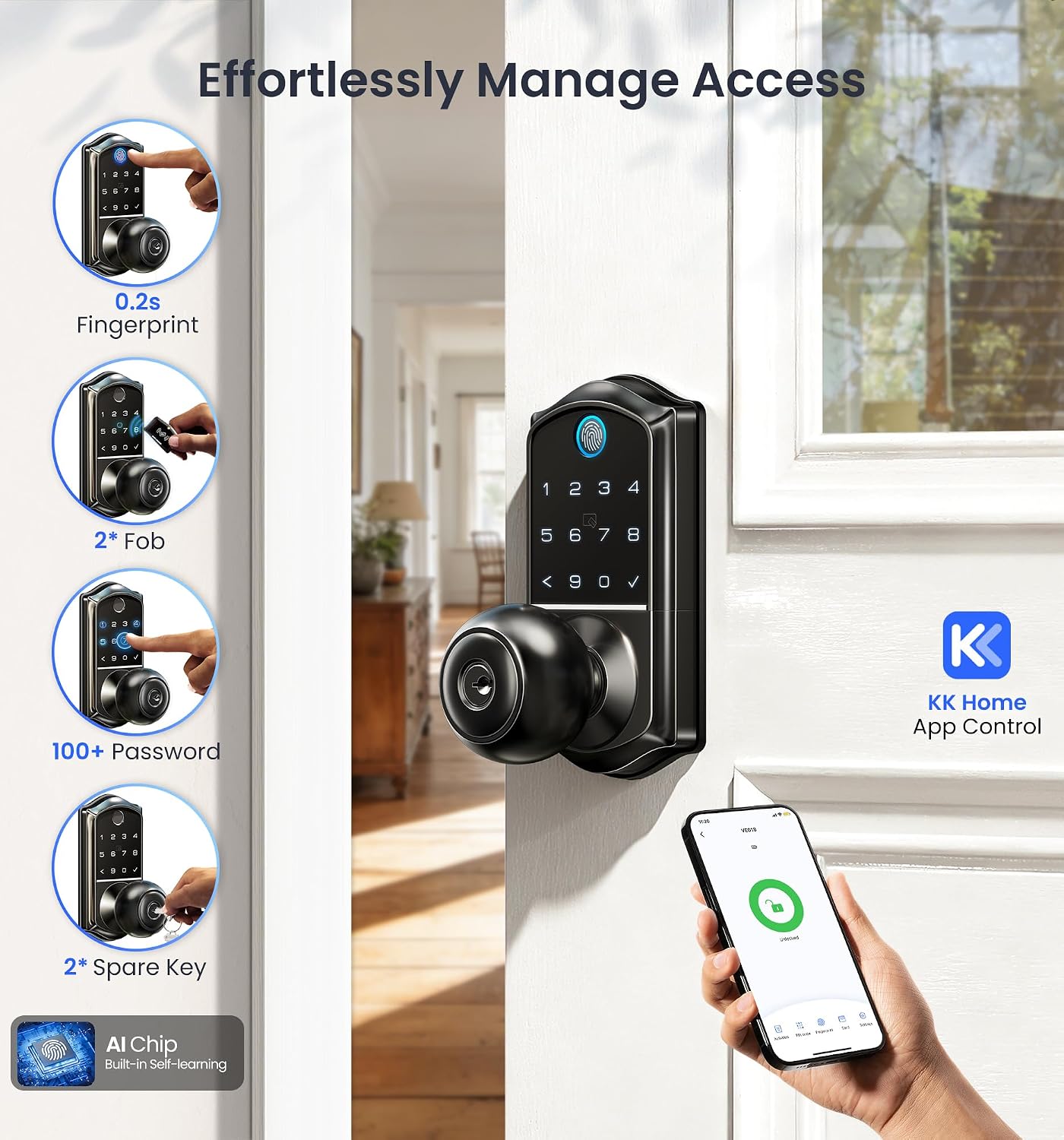 Detalle 2 de Veise Smart Door Knob Lock VE018