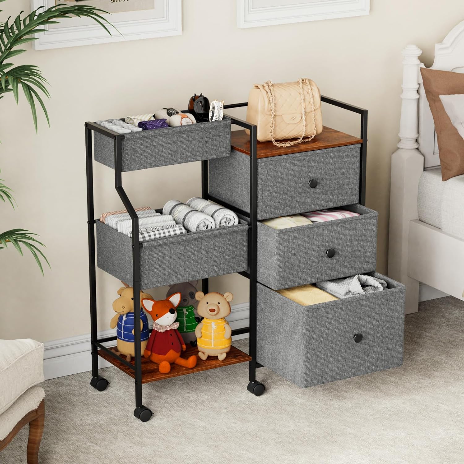 Thumbnail 3 de Modanais Baby Diaper Caddy Organizer Cart (3-Tier Rolling Utility Cart with Dividers & Drawers)