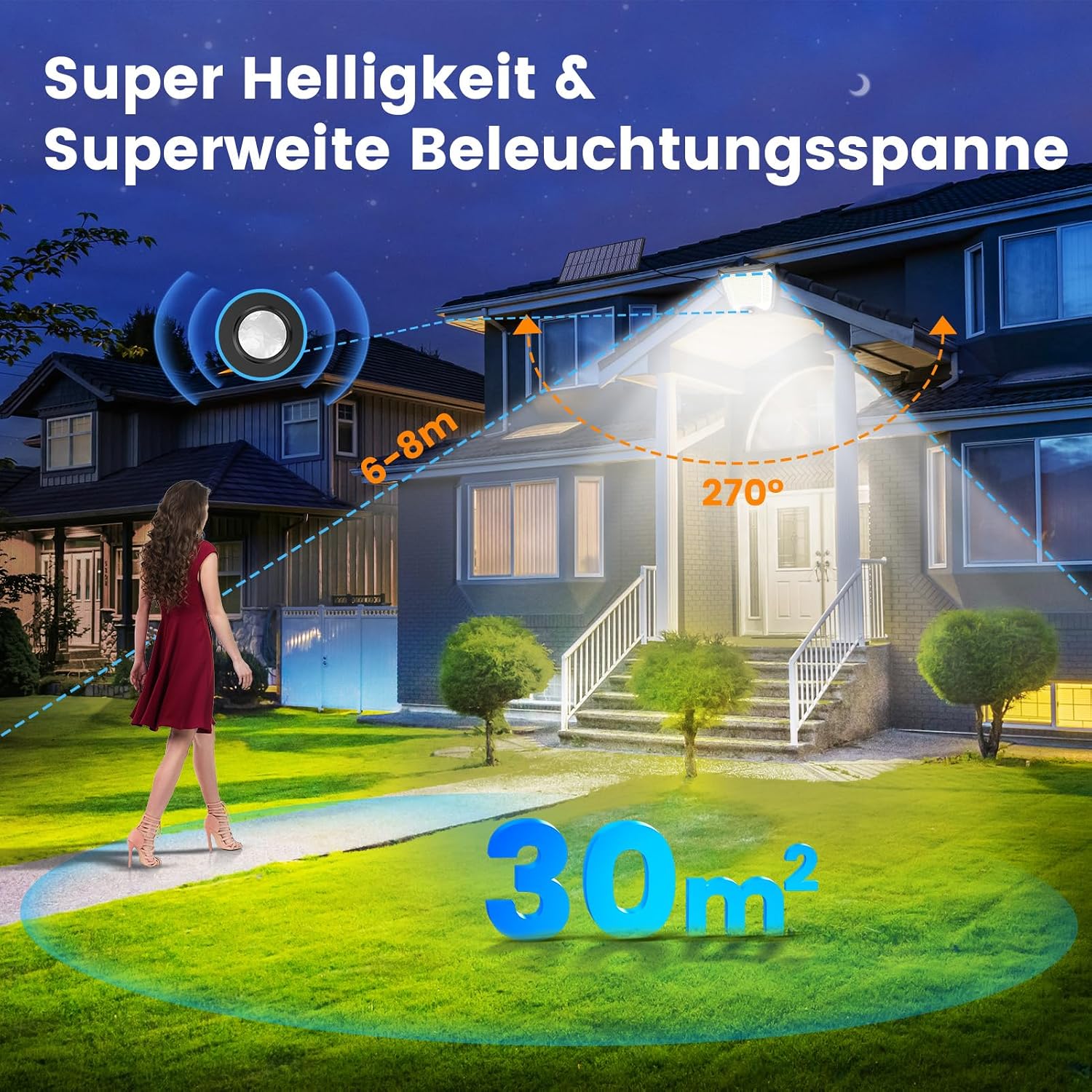 Detalle de Solar Strahle von spqment: Außen-Solarlampe mit Bewegungsmelder, 288 LEDs und 270° Erfassung