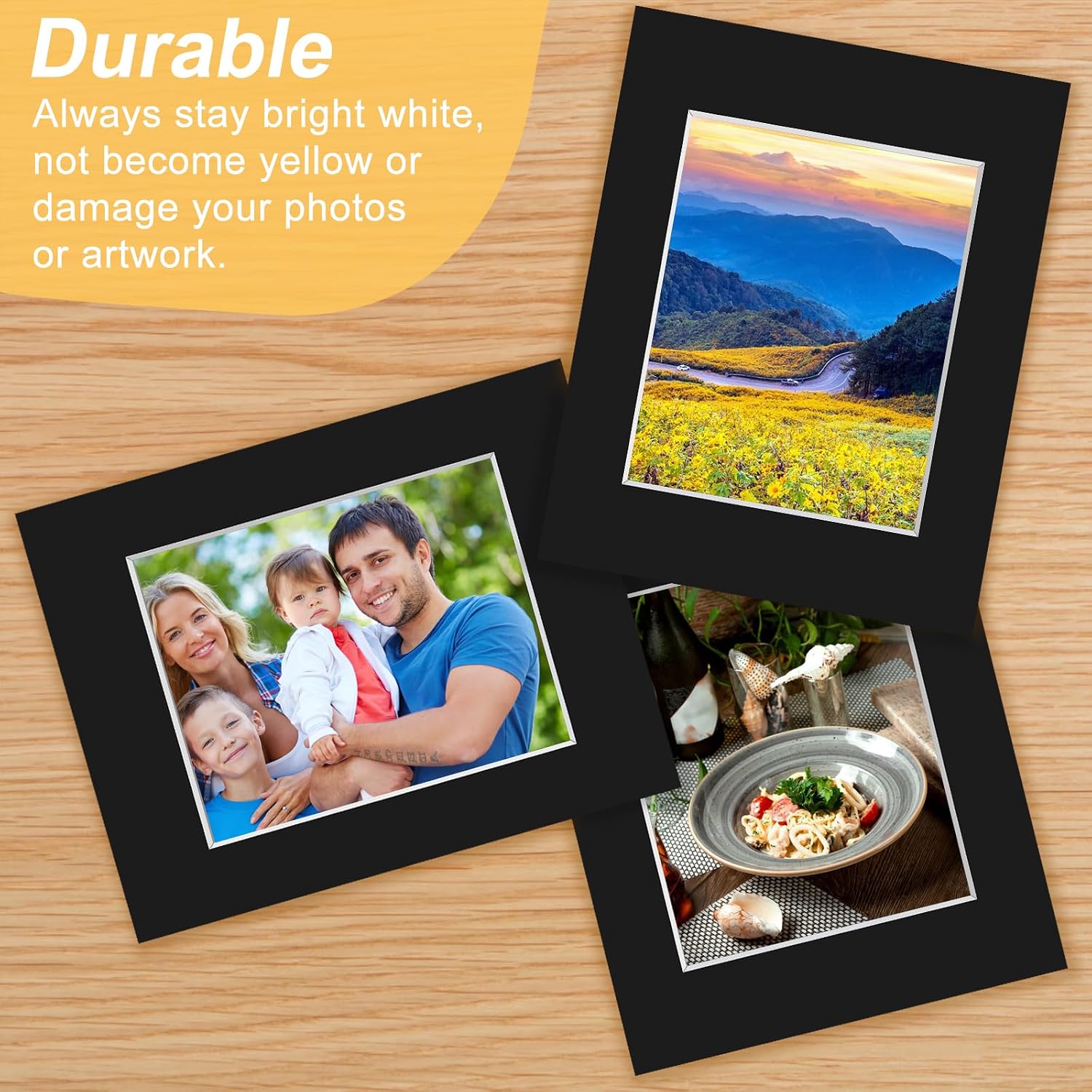 Detalle 2 de Phinus 16XKDP0002 Picture Frame Mats, 11 x 14 to 8 x 10, Black, 7-Pack