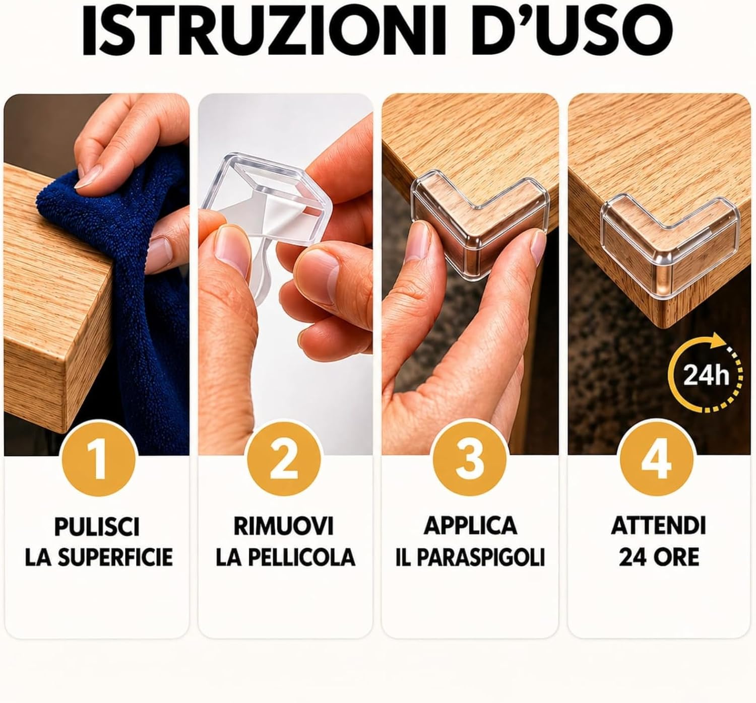 Thumbnail 6 de Paraspigoli Bambini 12 pezzi in PVC trasparente per mobili con adesivo
