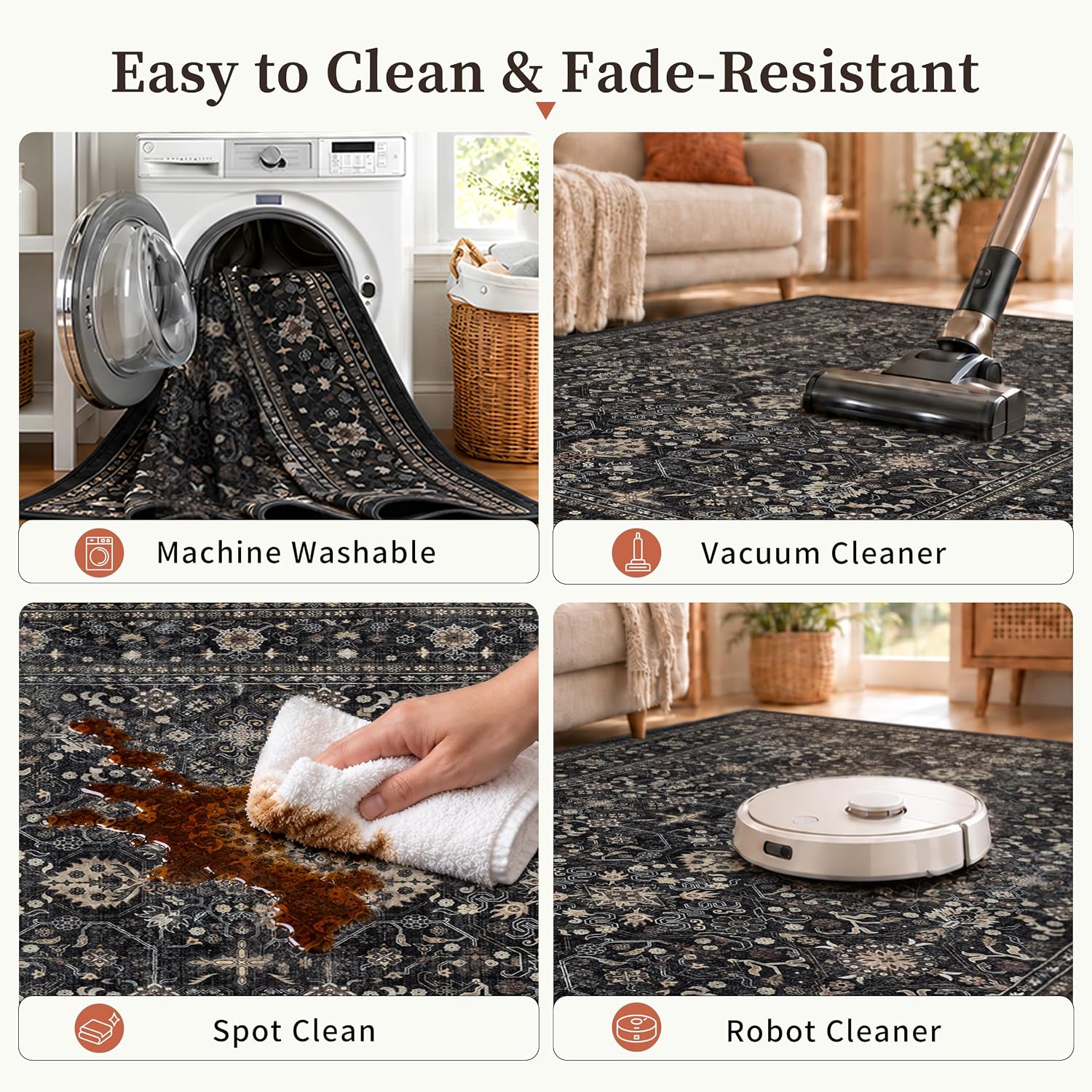 Thumbnail 6 de Ruaruarug Area Rug 8×10 Non-Slip, Machine Washable