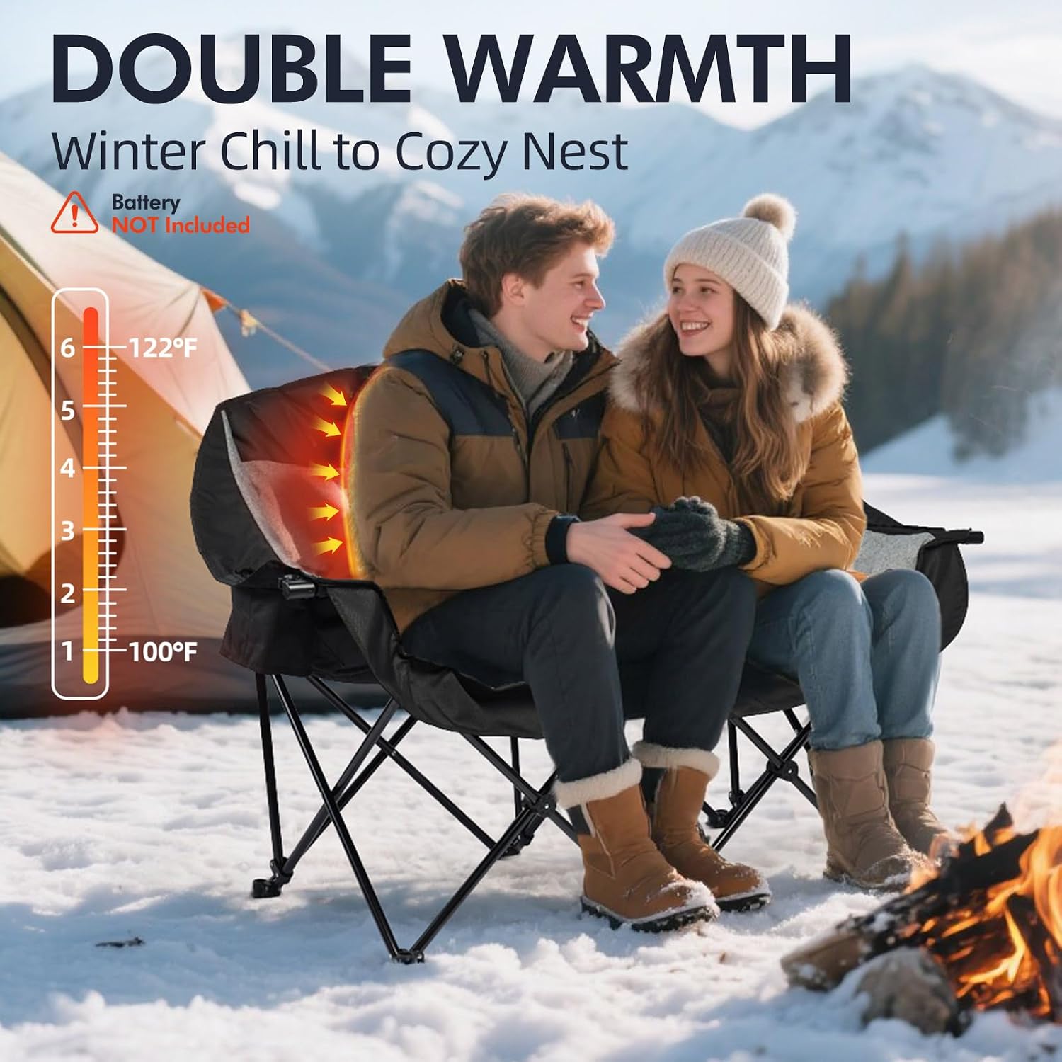 Detalle 2 de PUVASIA Heated Camping Loveseat, 600 lb Support