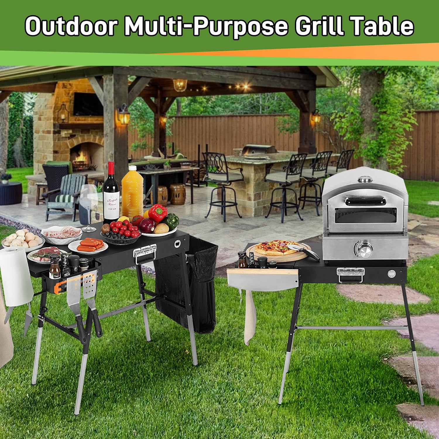 Detalle 1 de AOKEMAi Grill Table-CA Folding Grill Stand with Adjustable Legs
