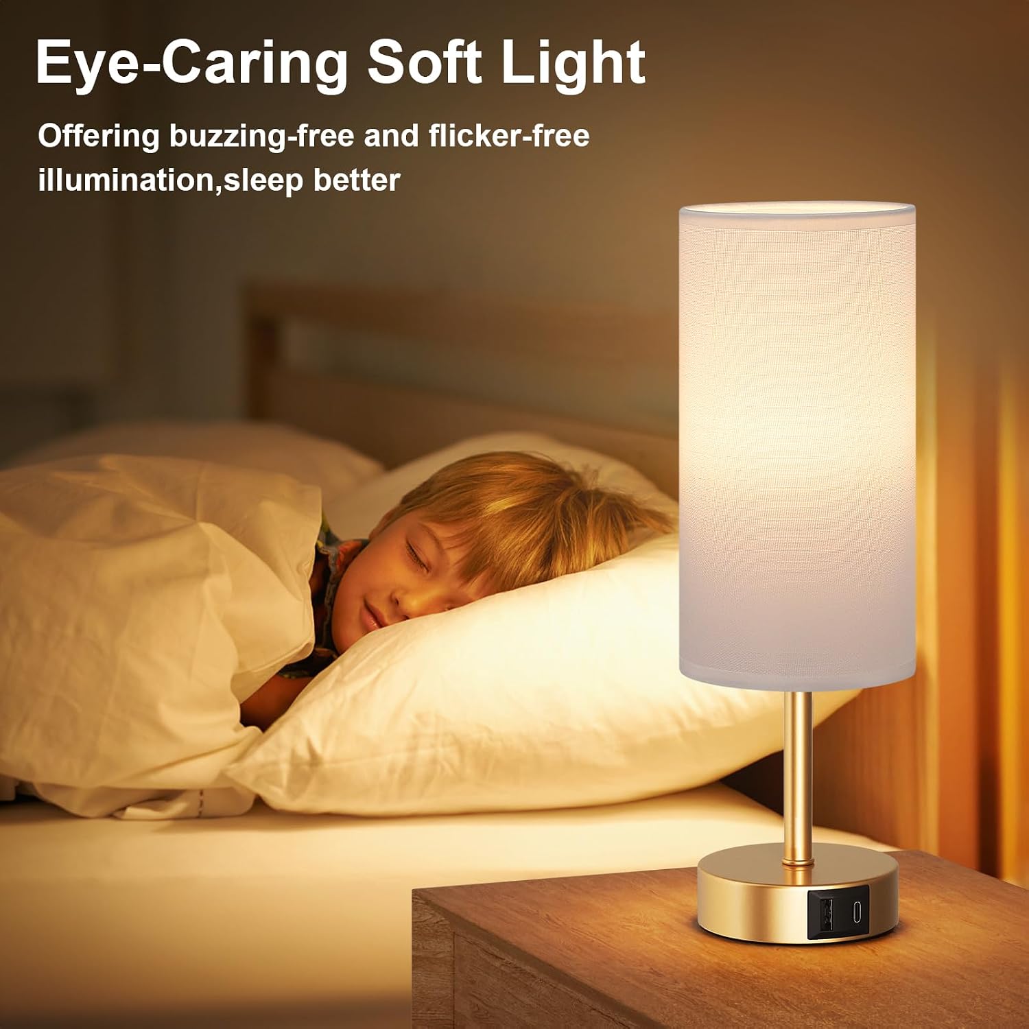 Detalle 1 de Aooshine bedside lamp set of 2, dimmable 6W
