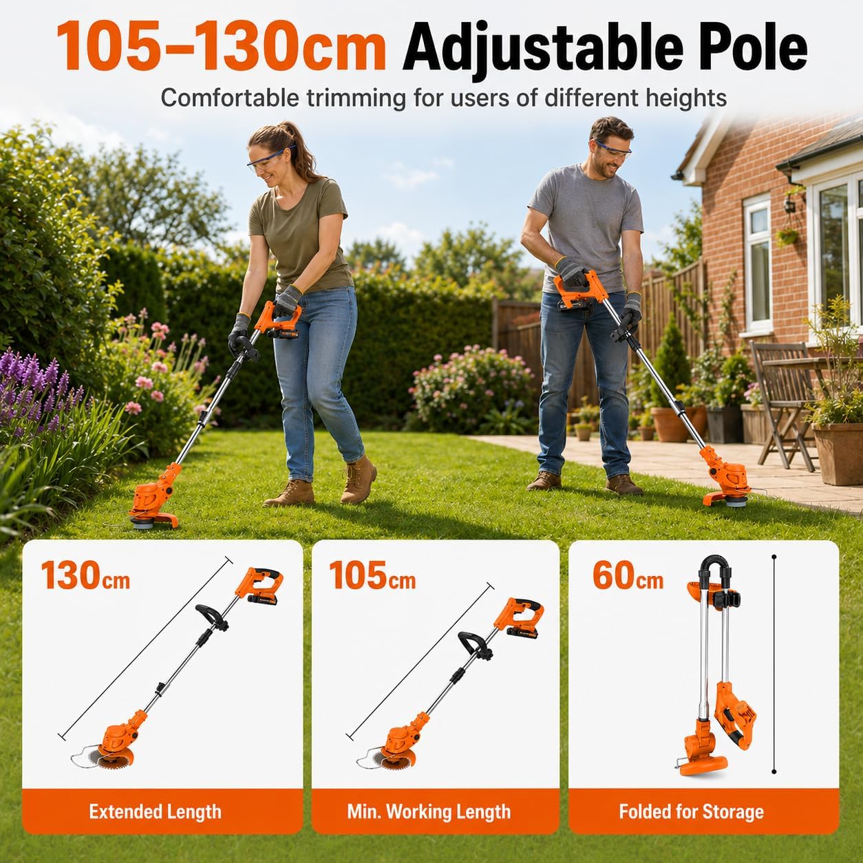 Thumbnail 5 de 21V Cordless Strimmer with 750W Motor and 2x 2000mAh Batteries