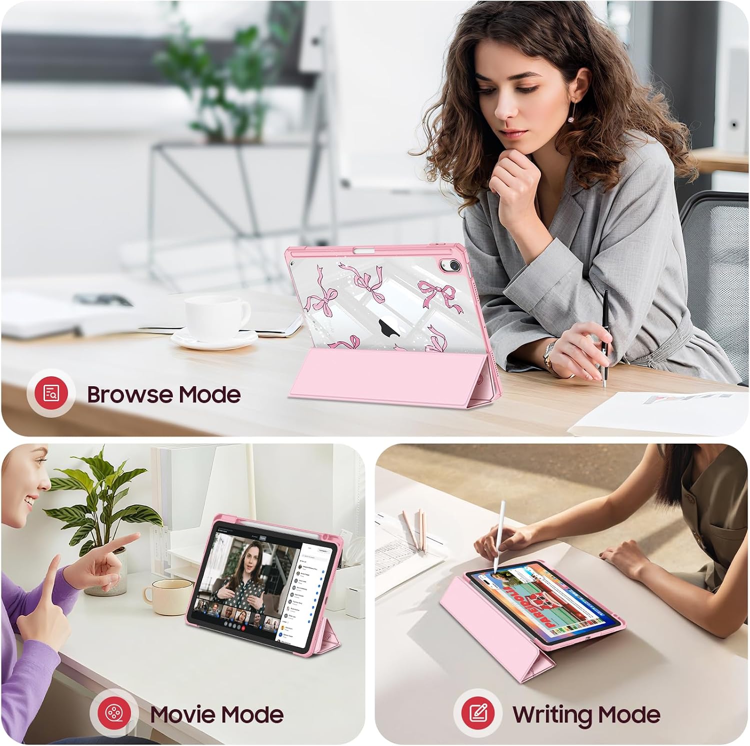 Detalle de Fintie Hybrid Hülle für iPad Air 11 Zoll M4/M3/M2 (2026–2024) – Transparent, stoßfest, mit Stifthalter