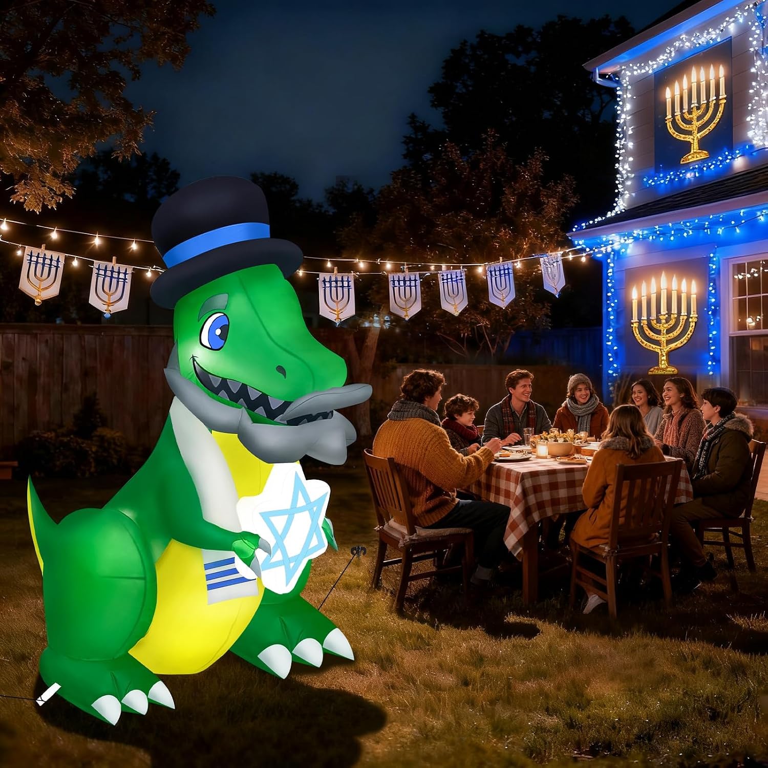 Thumbnail 3 de Kalolary K511 Hanukkah Inflatable Dinosaur with Multicolor LEDs, 5-Foot
