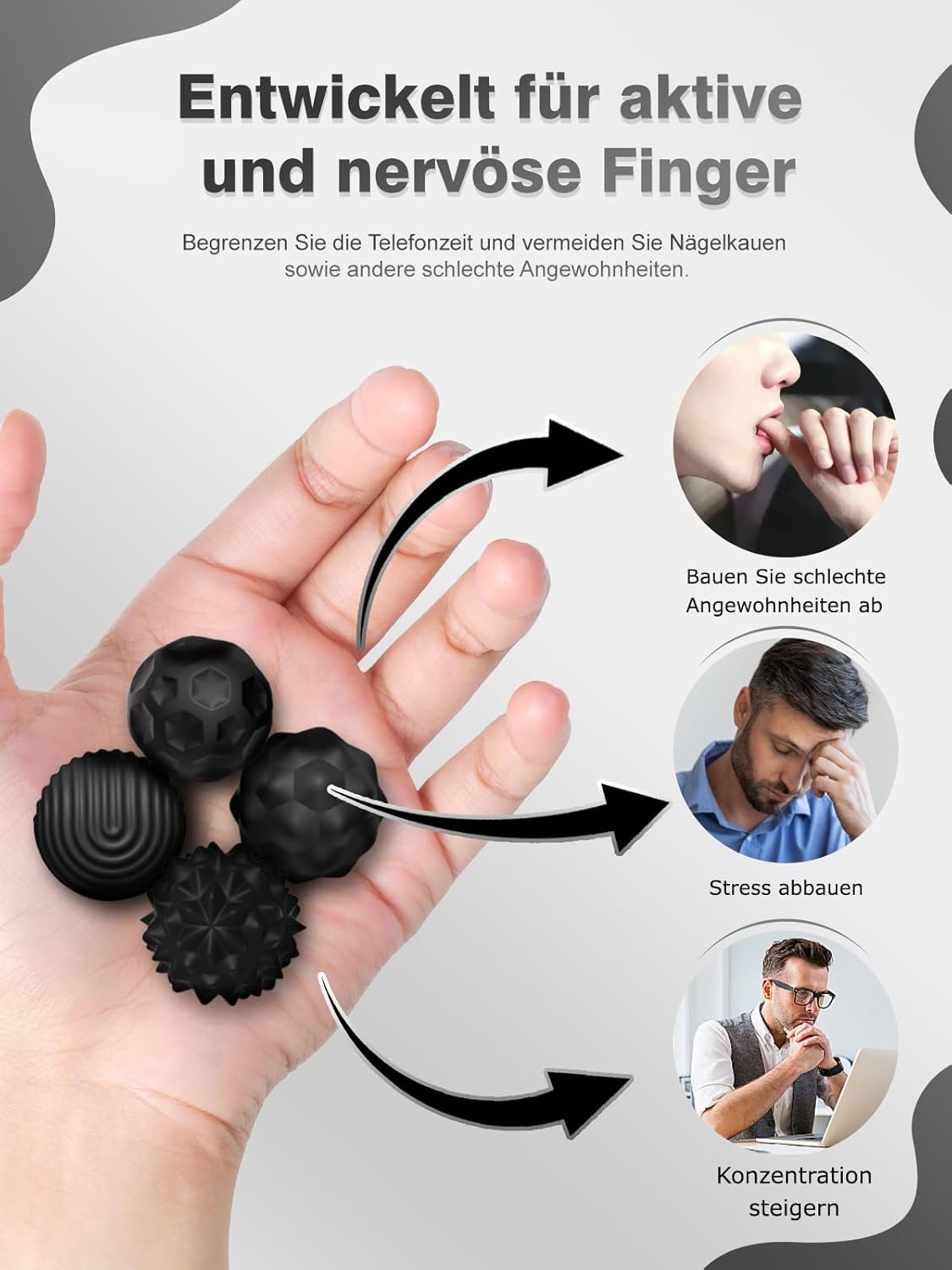 Detalle de Silikon Magnetkugeln Fidget Toys – 8er-Set, magnetische Sensorik-Bälle in Schwarz