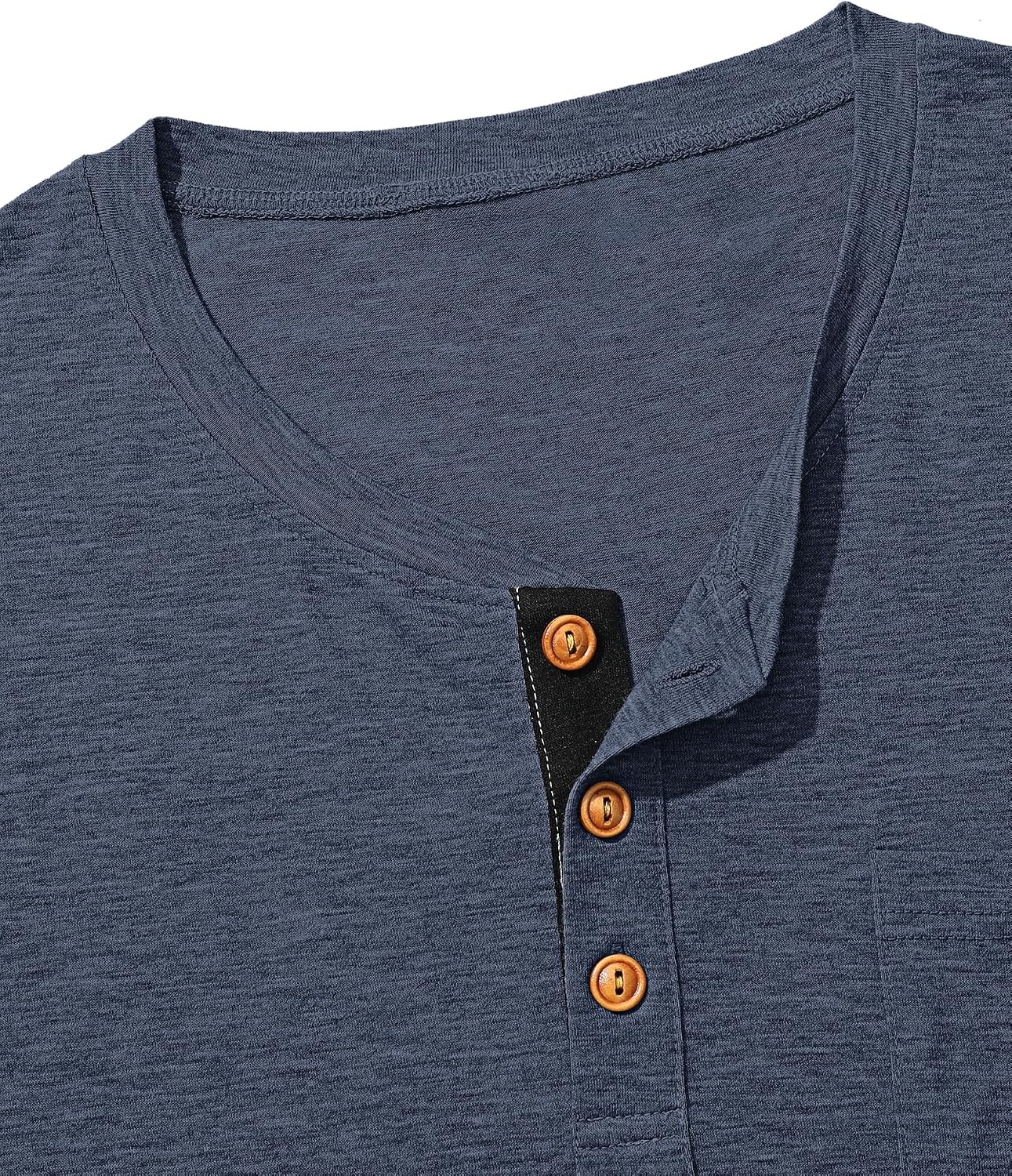Detalle de TARAINYA Henley T-Shirt Uomo in Cotone con Tasche – 95% Cotone 5% Elastano, Maniche Corte, Collo Henley, Taglie M–4XL