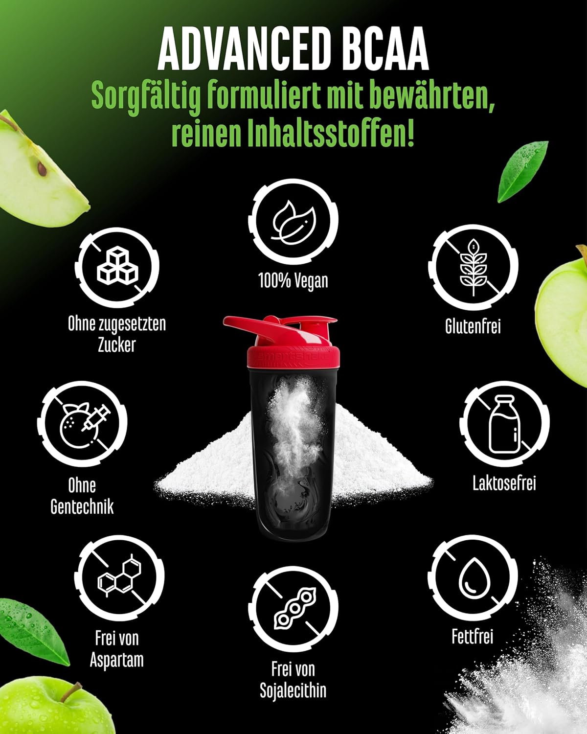 Thumbnail 3 de Advanced BCAA Pulver 450 g – 2:1:1 Aminosäuren mit L-Glutamin & Taurin, Sweet Apple