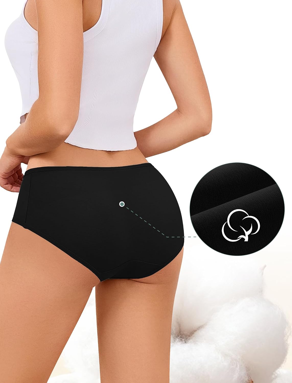 Detalle de VOENXE hipstertrosor för dam, 5-pack i stretchbomull