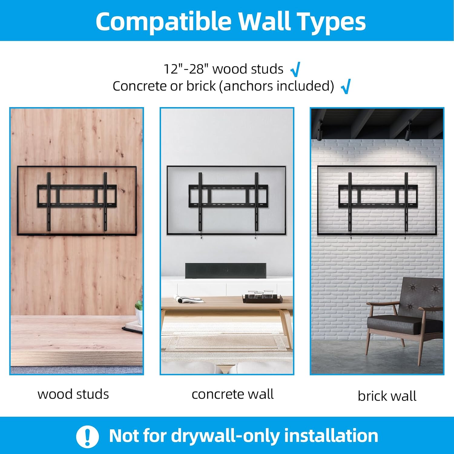 Thumbnail 4 de HOME VISION HV8801 fixed TV wall mount 264 lbs