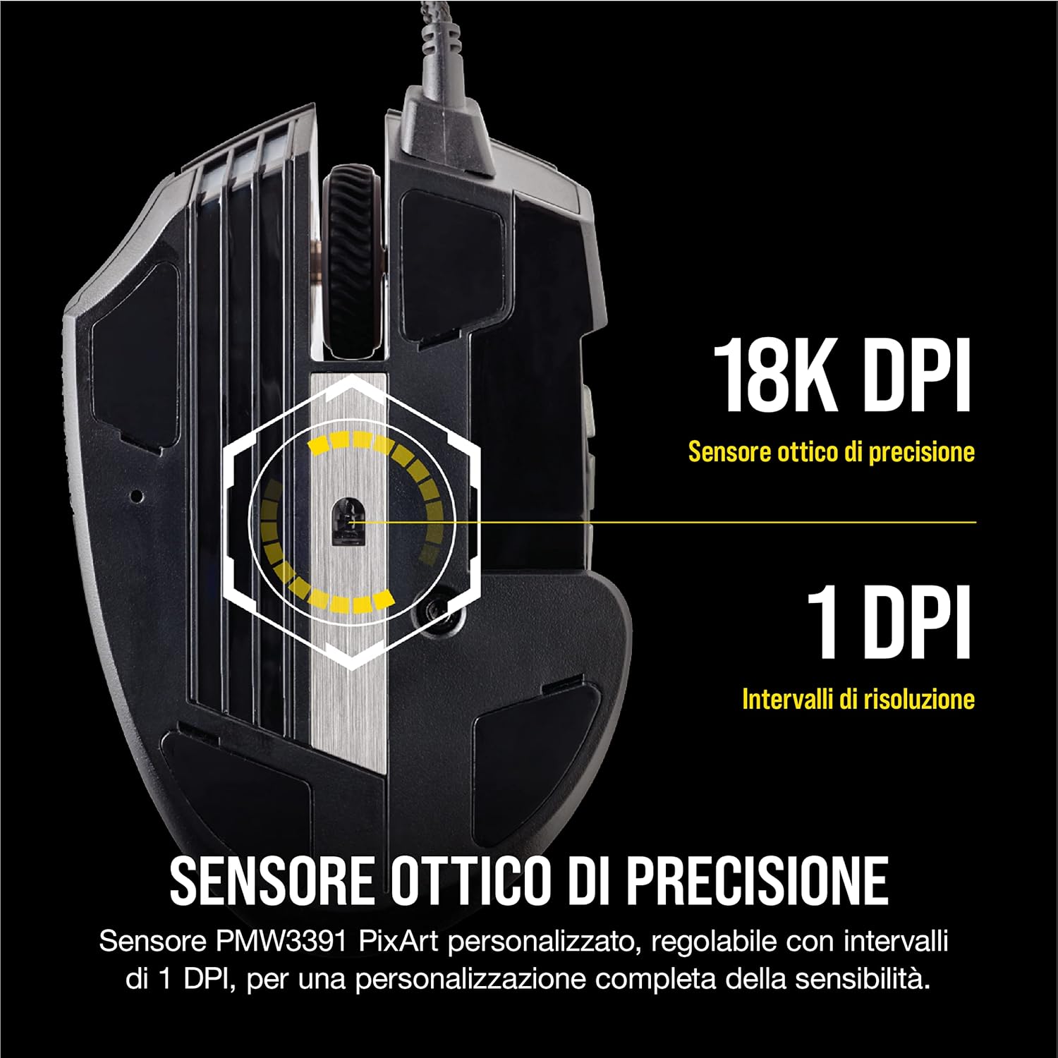Thumbnail 6 de Corsair Scimitar ELITE RGB: mouse da MOBA/MMO con 18.000 DPI e 17 pulsanti programmabili