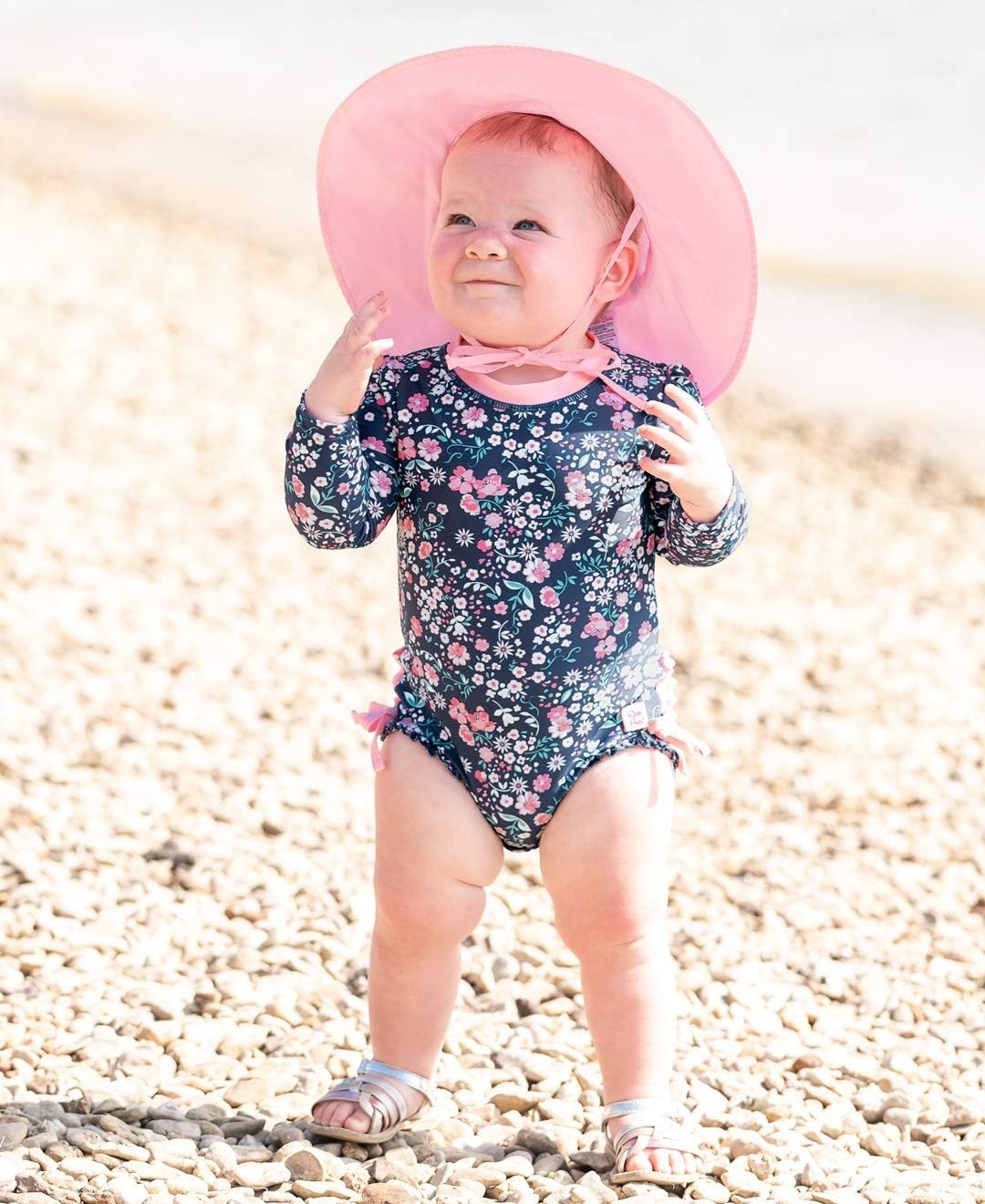 Thumbnail 3 de RuffleButts Baby Girls UPF 50+ Floral Rash Guard One-Piece with Zipper