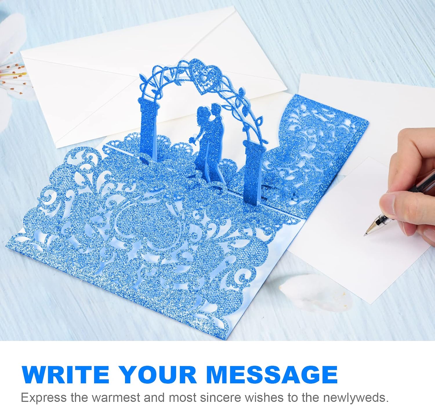 Detalle de Vicloon Tarjeta de Felicitación Boda pop‑up Azul Real 💌