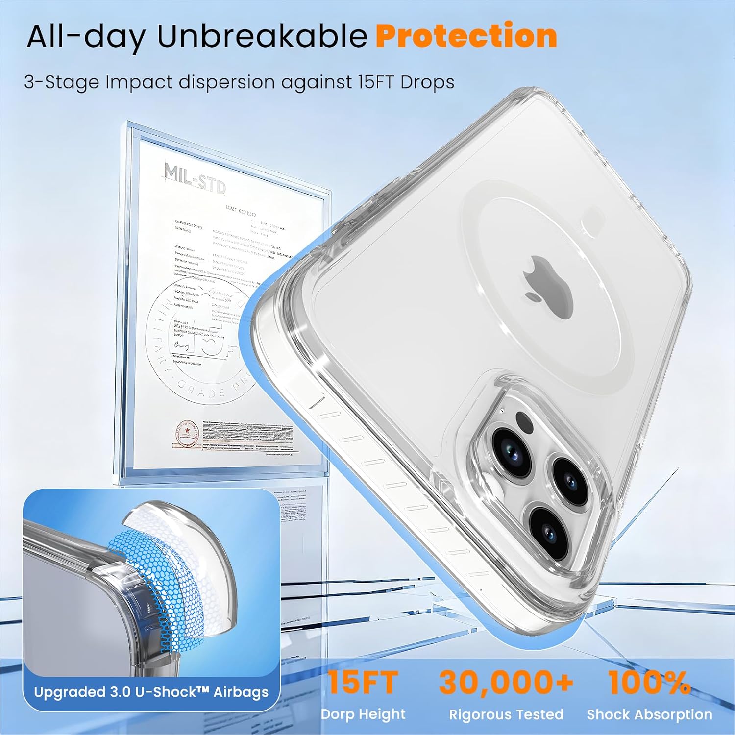 Detalle 2 de DEERLAMN Magnetic Clear Case for iPhone 12/12 Pro