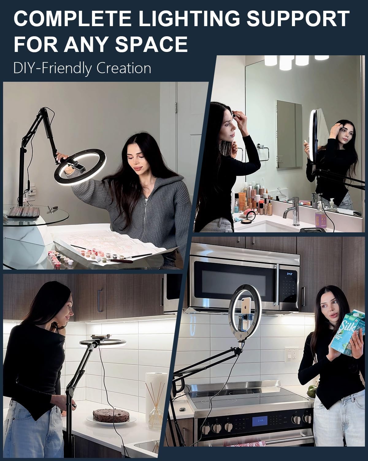 Thumbnail 1 de 10" Ring Light Tripod 70" Adjustable Phone Stand