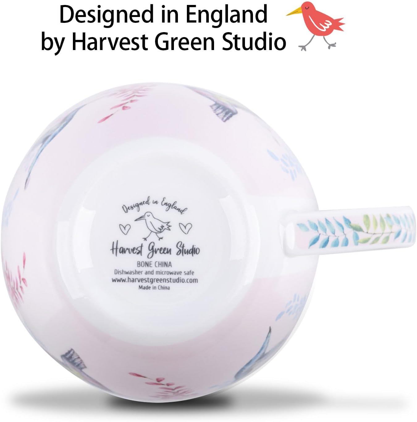 Thumbnail 6 de Spring Hummingbird Hug Mug - 20oz Pink Bone China by Harvest Green Studio