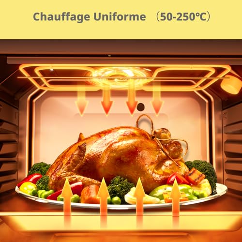 Detalle de Comfee CBO60M80M1-BK Four encastrable 60 cm – 60 L, 8 fonctions, friture à air et nettoyage à la vapeur