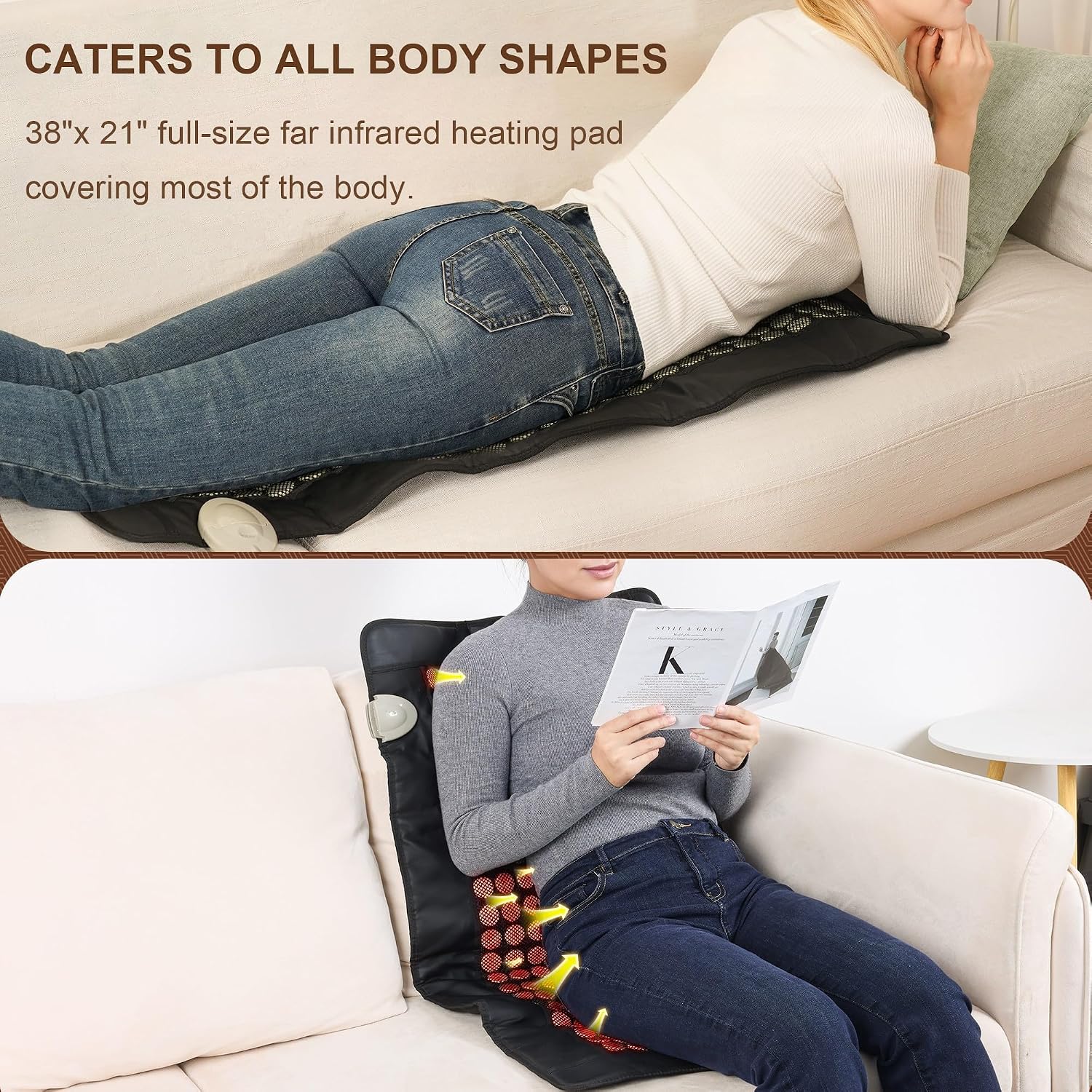 Detalle 2 de UTK H11M3 Far-Infrared Heating Pad, 38" x 21", Jade & Tourmaline