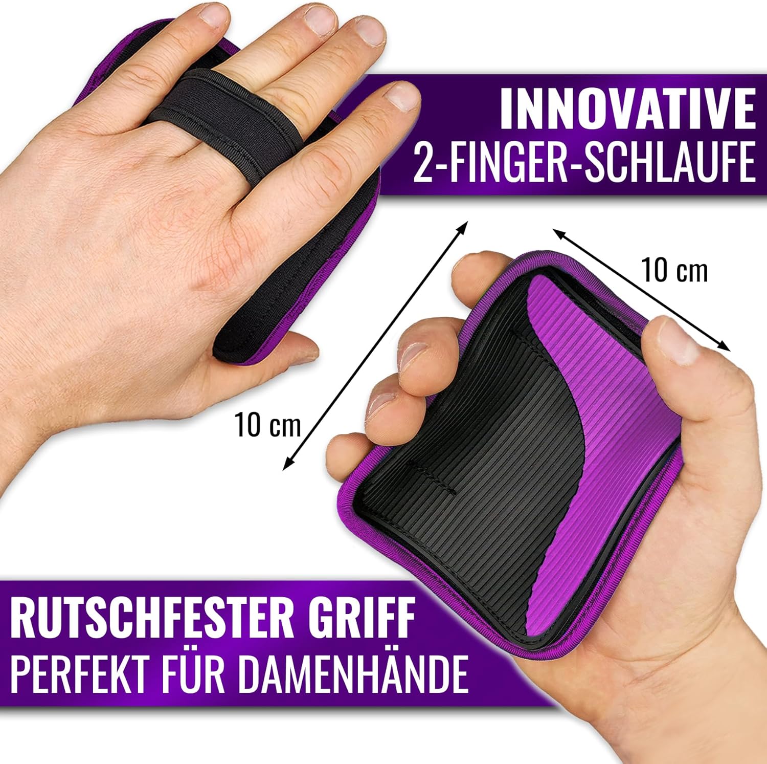 Thumbnail 3 de ALPHAKRAFT Griffpolster Kraftsport – Griffpads für maximalen Grip (1 Paar) mit 2-Finger-Schlaufe