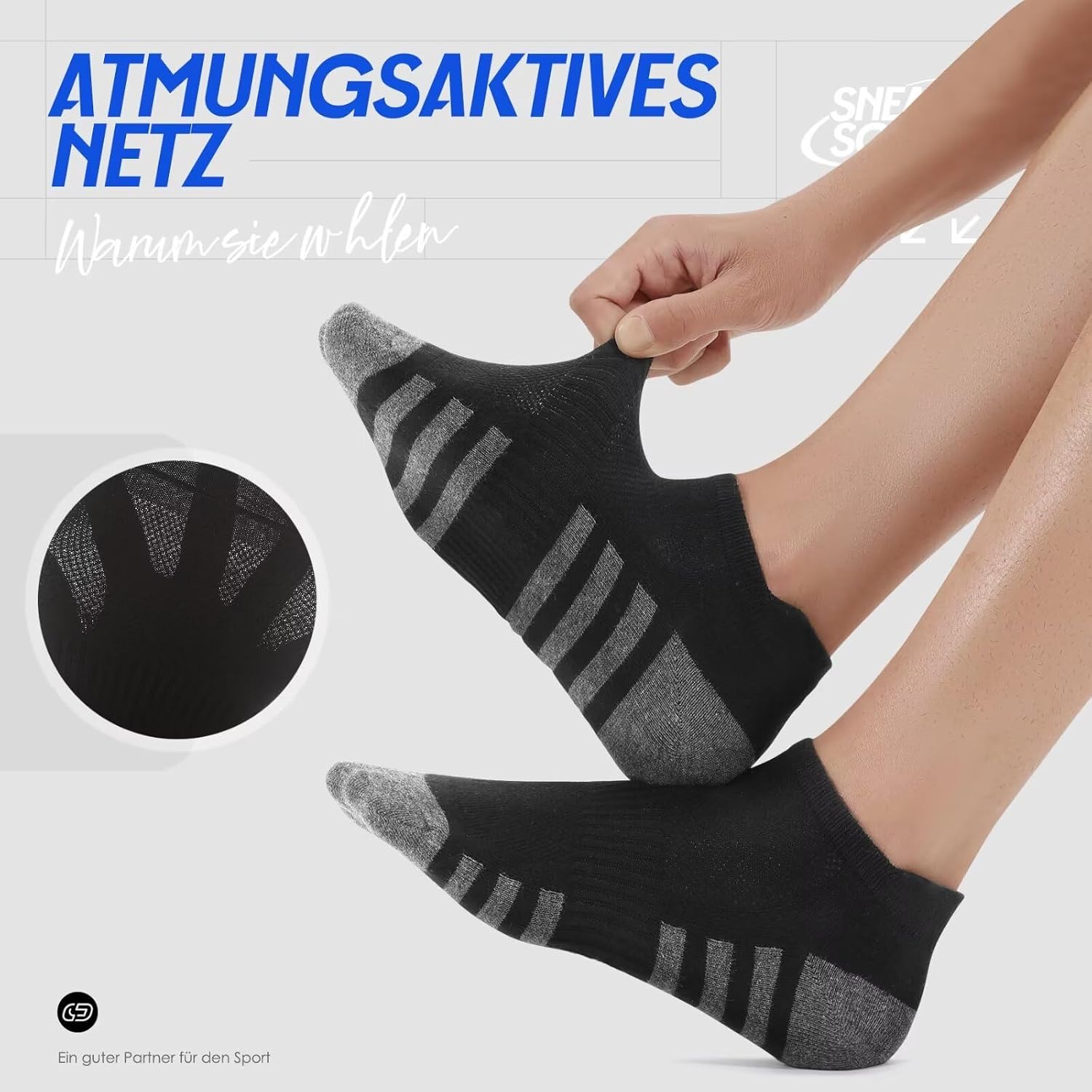 Detalle de YouShow 10 Paar Sneaker Socken für Herren – atmungsaktiv, schweißableitend, gepolstert