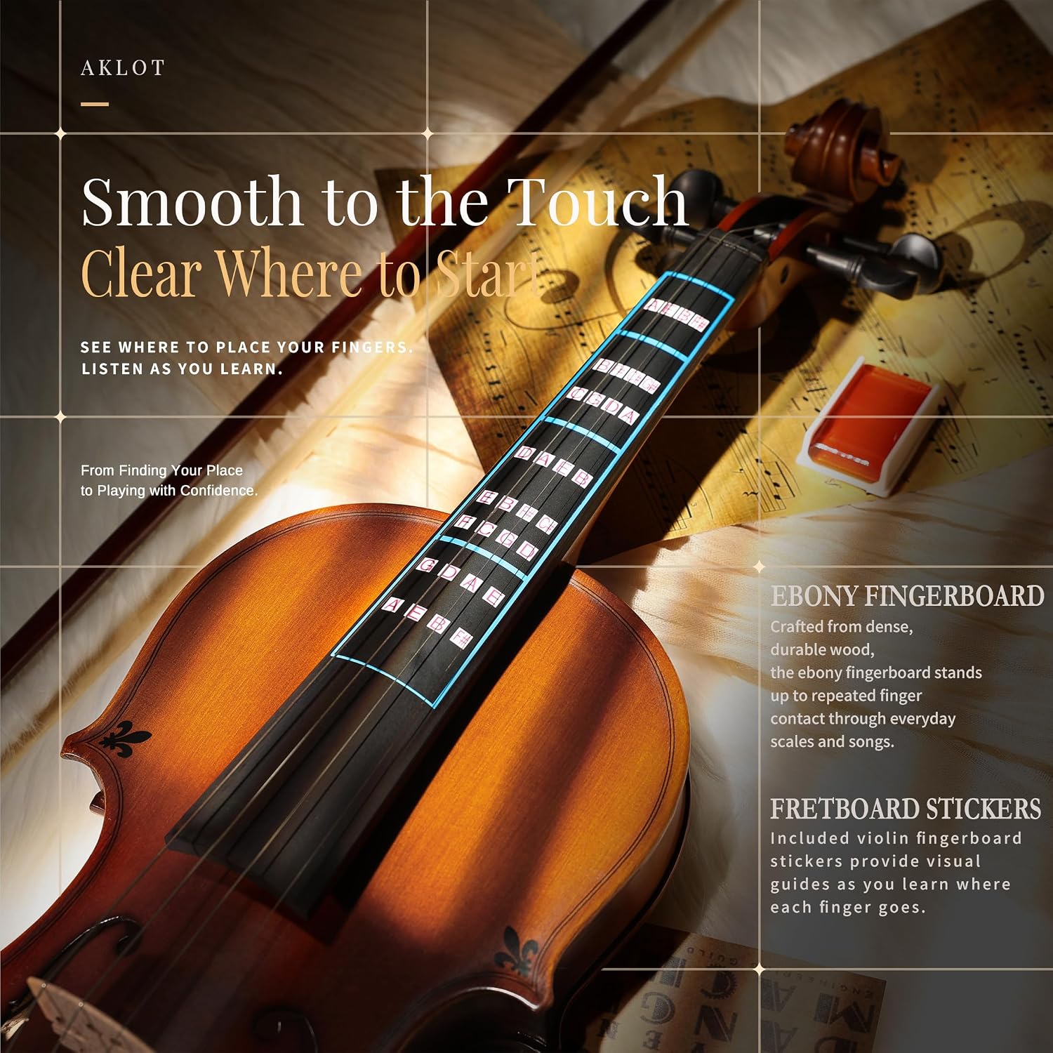 Thumbnail 2 de AKLOT VRT-MS 4/4 Acoustic Violin Kit with Tuner and Hard Case