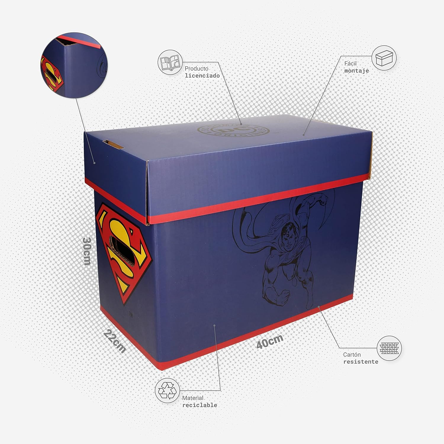 Thumbnail 6 de SD TOYS SDTWRN20204 Superman Storage Box, Cardboard, 40 x 21 x 30 cm