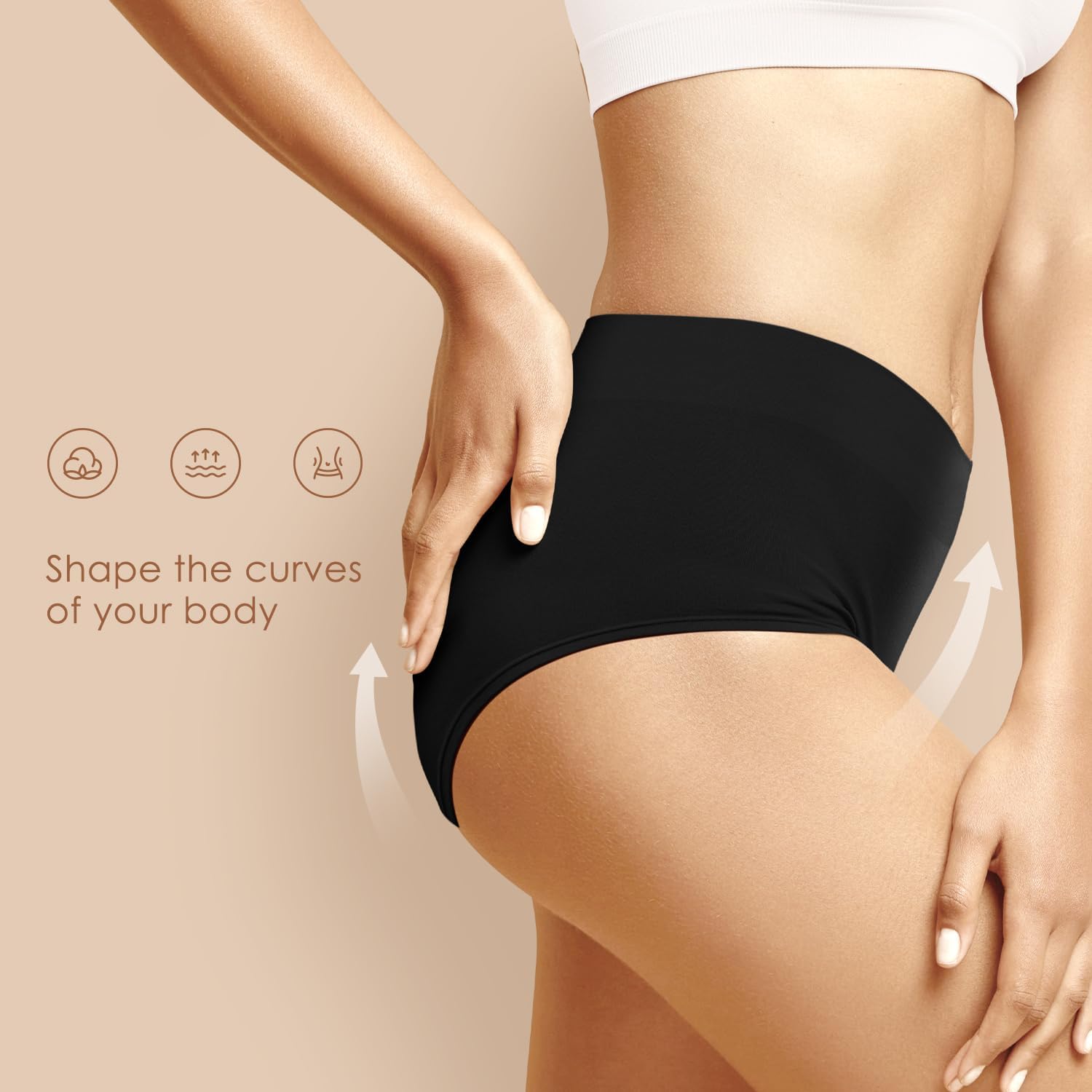 Detalle de YouShow high waist cotton knickers 5 pack
