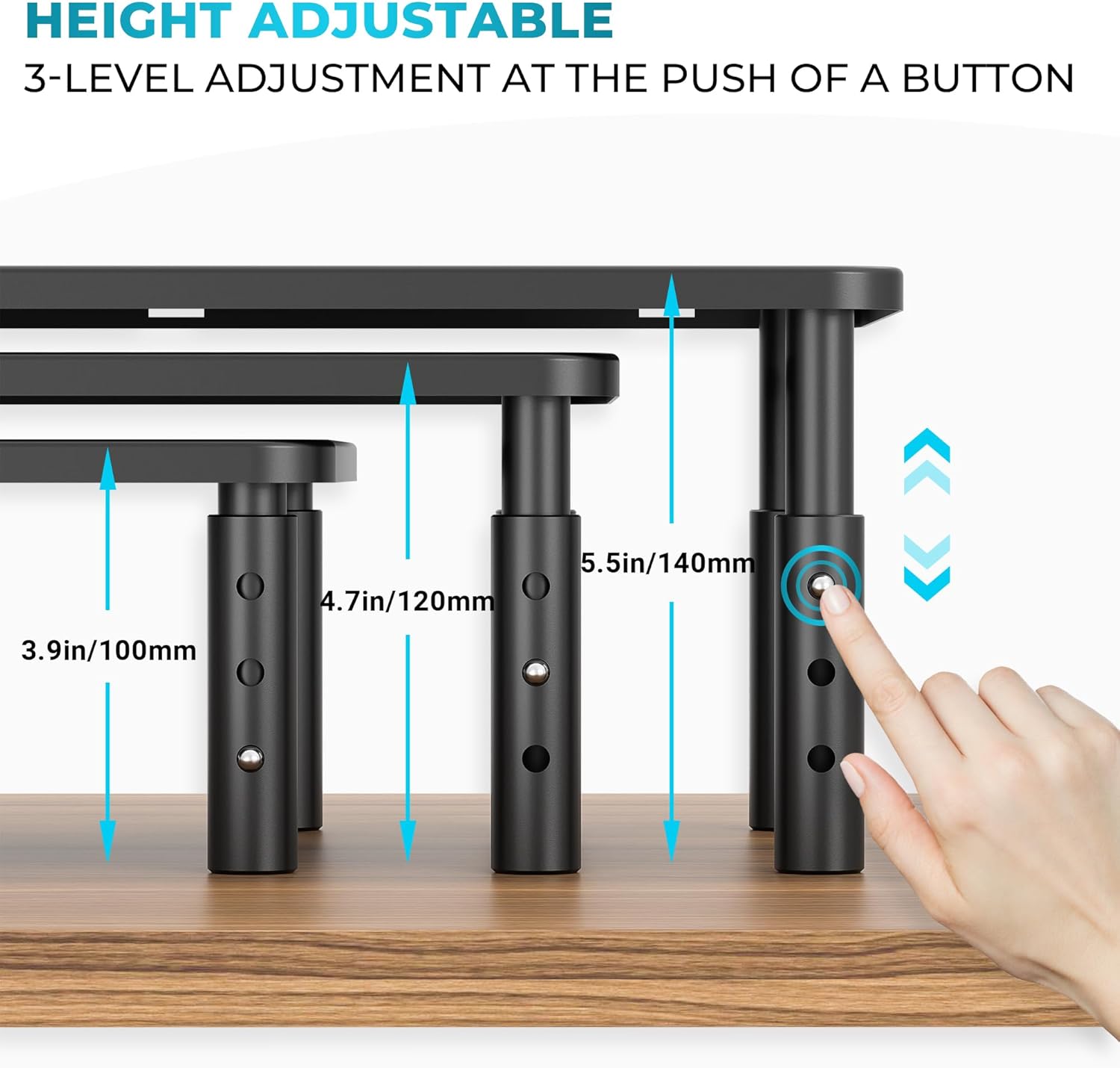 Detalle de BONTEC Supporto per Monitor Ergonomico a Altezza Regolabile (2 pezzi) in Metallo, da Scrivania