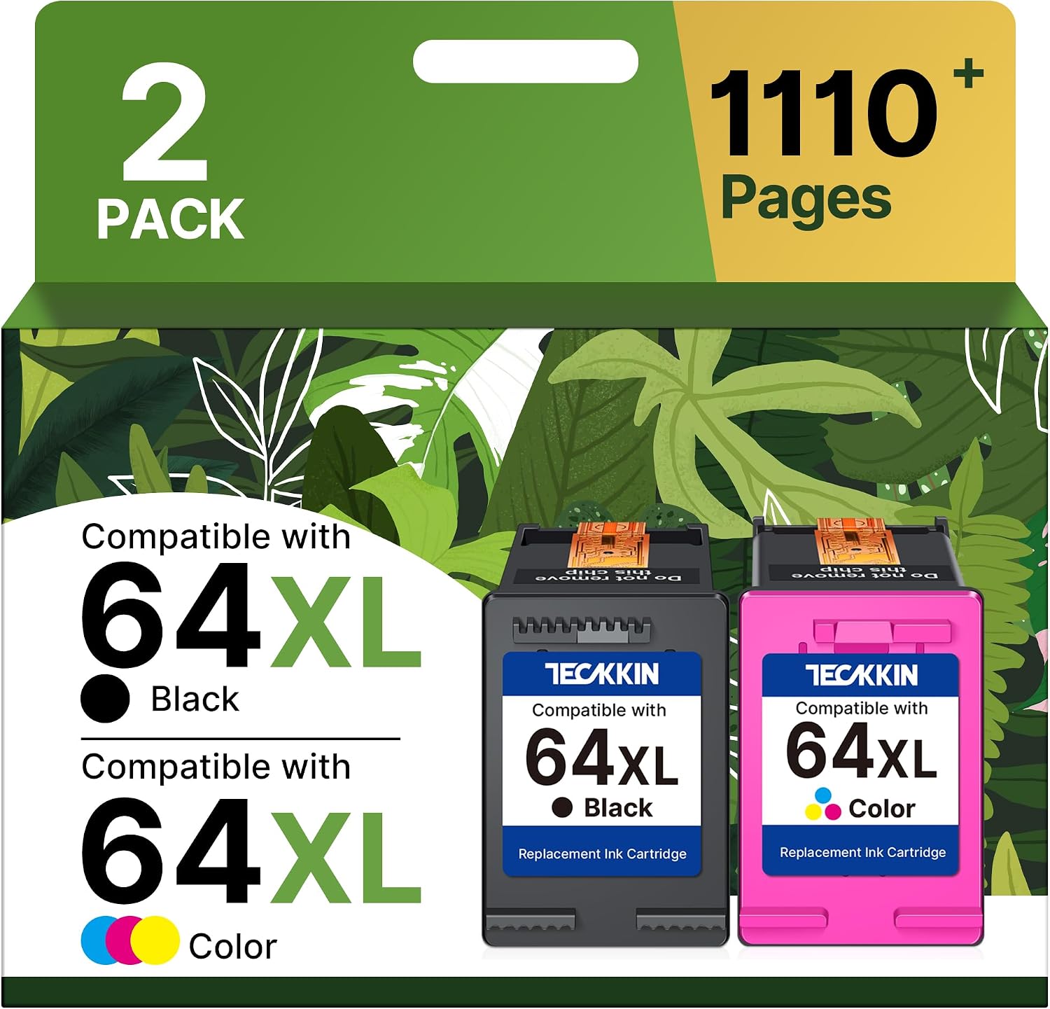 Detalle de 64XL Black + Tri-Color Ink Cartridges Combo Pack (Replacement for HP 64/64XL) for Envy Photo & Tango/Tango X