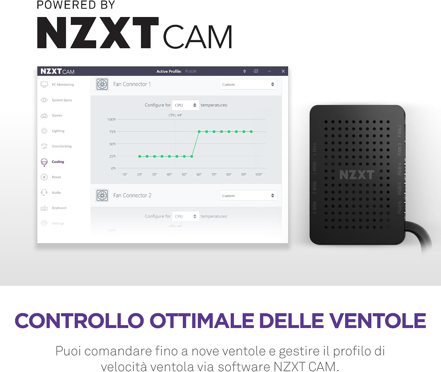 Detalle 2 de NZXT RGB & Fan Controller AC-CRFR0-B1 6 canali ARGB