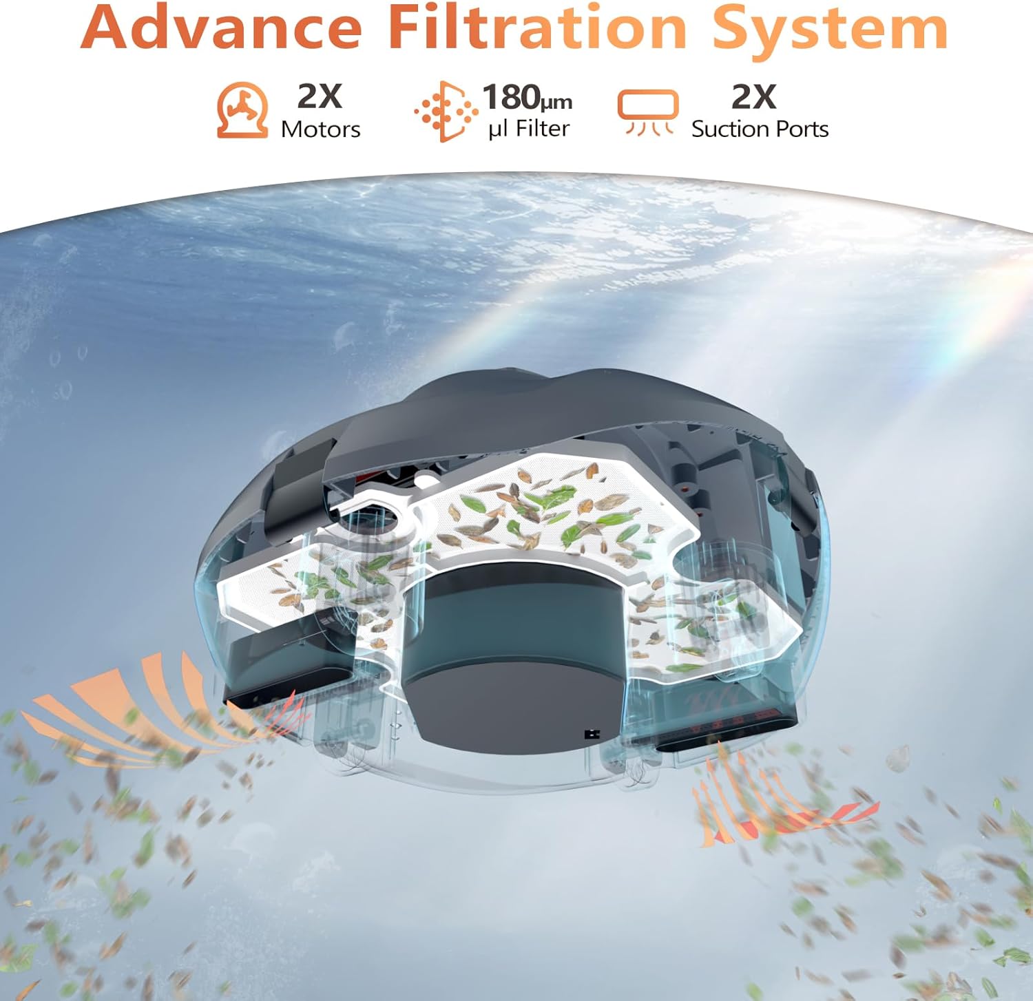 Detalle 2 de CoasTeering Planet Robot Piscina Senza Fili (2026) – Pulizia profonda fino a 80 m²