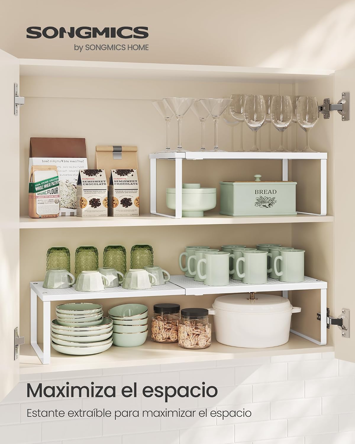 Detalle 2 de SONGMICS Especiero extensible 38–60 cm
