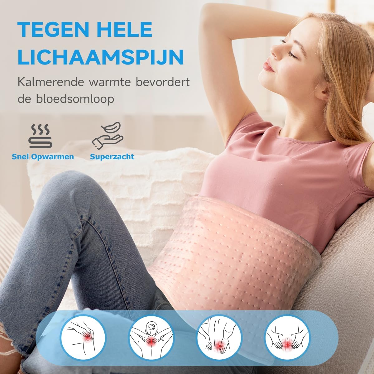 Detalle 2 de GOTCOZY HP-J-3060 elektrisch warmtekussen 30 × 60 cm, 6 warmtestanden
