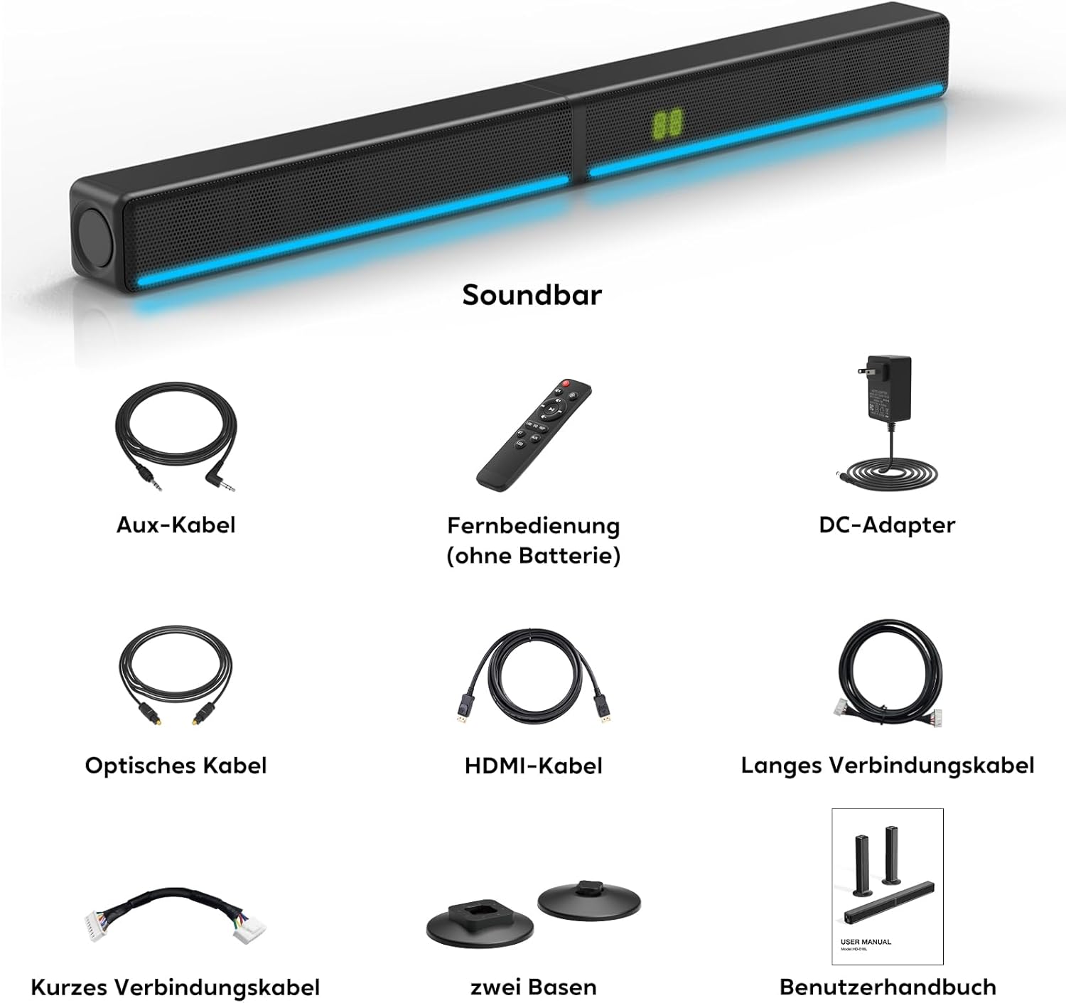 Thumbnail 6 de Wlep 2.2 CH Soundbar für TV – 180 W, abnehmbares 2-in-1 Design, RGB-Beleuchtung, Bluetooth 5.3