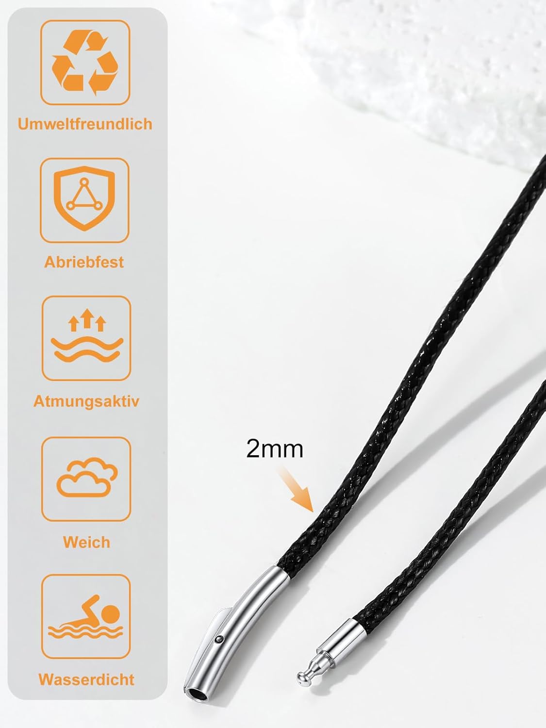 Thumbnail 3 de Richsteel Lederkette Herren | 2/3 mm Breite, Drehverschluss, Schwarz/Braun | 40–76 cm