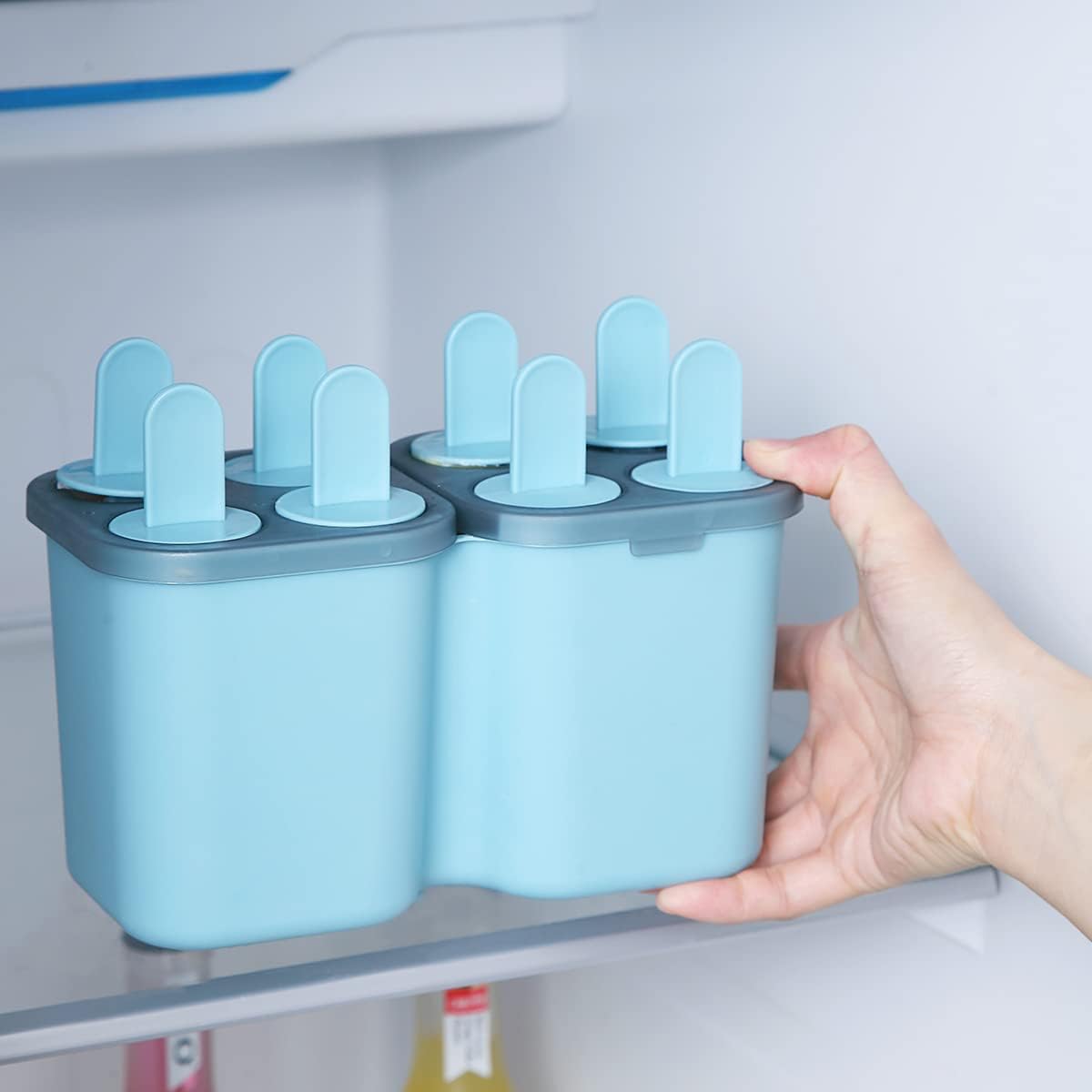 Thumbnail 6 de HOMQUEN ijslollyvorm met 8 vakken, herbruikbaar en blauw