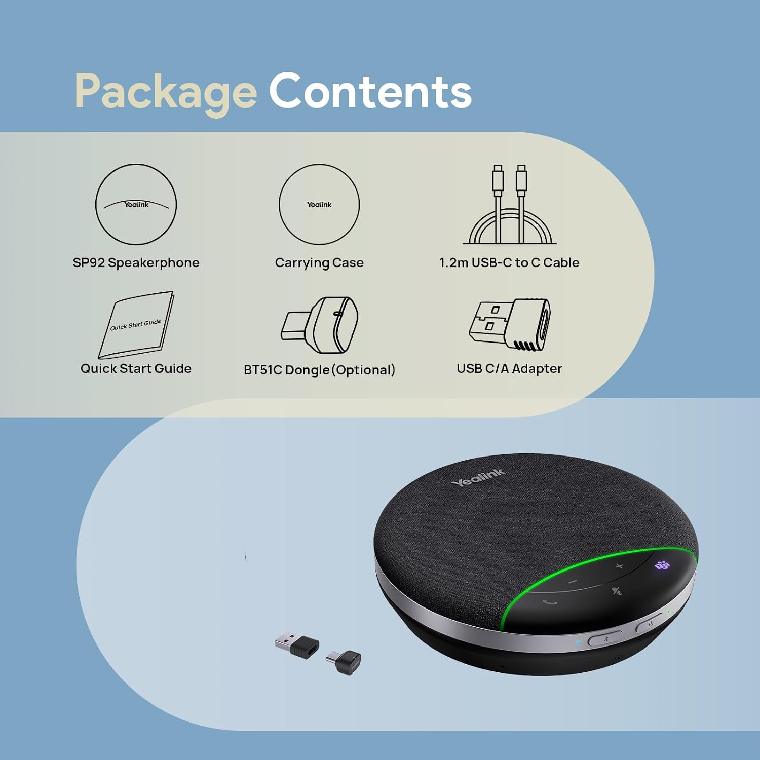 Thumbnail 6 de Yealink SP92 Office Conference Speaker and Microphone: Portable Bluetooth Speaker for Small Meeting Rooms